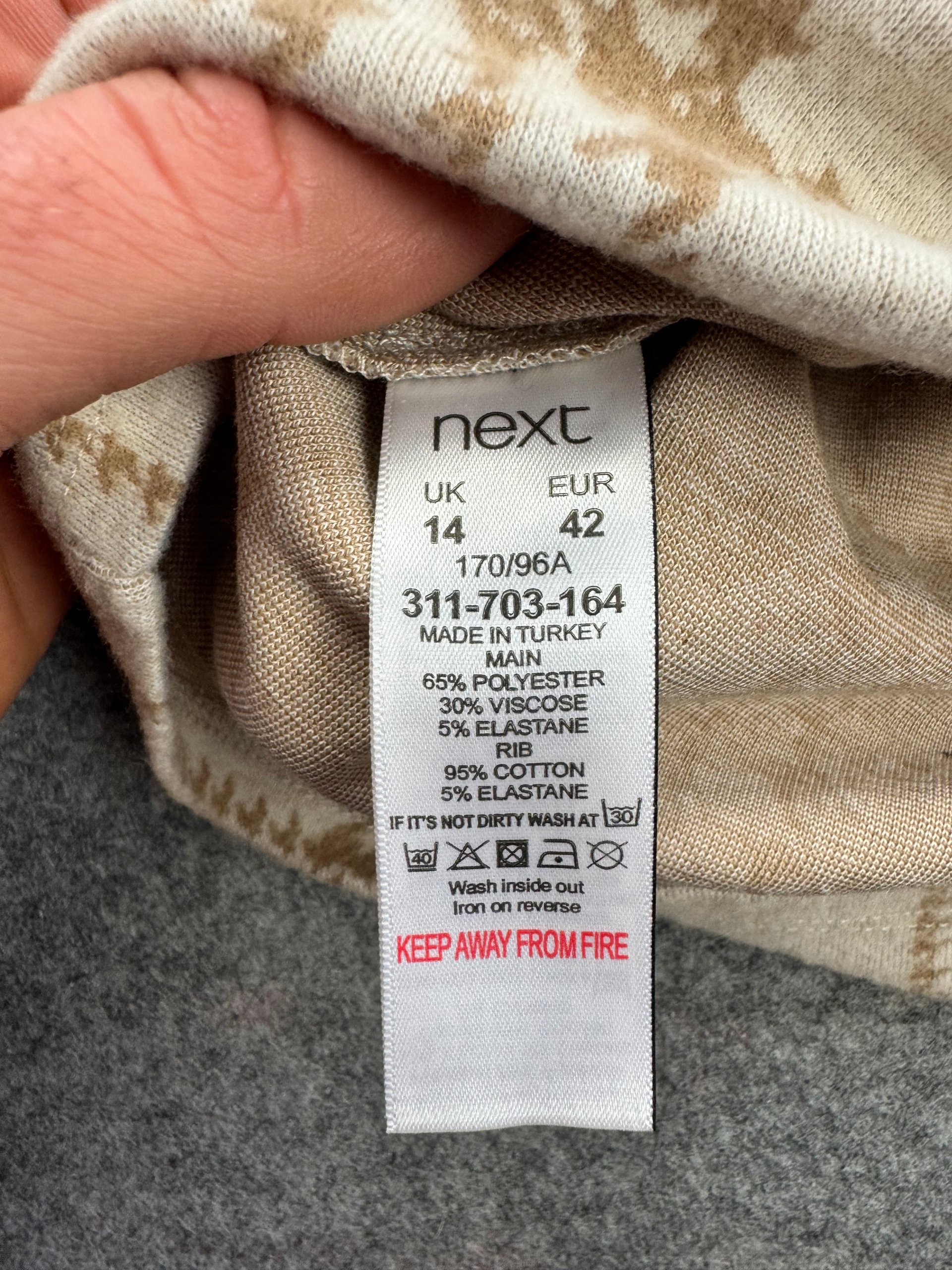 Next Beige & Camel Checked Knit Sweatshirt UK 14 image 3