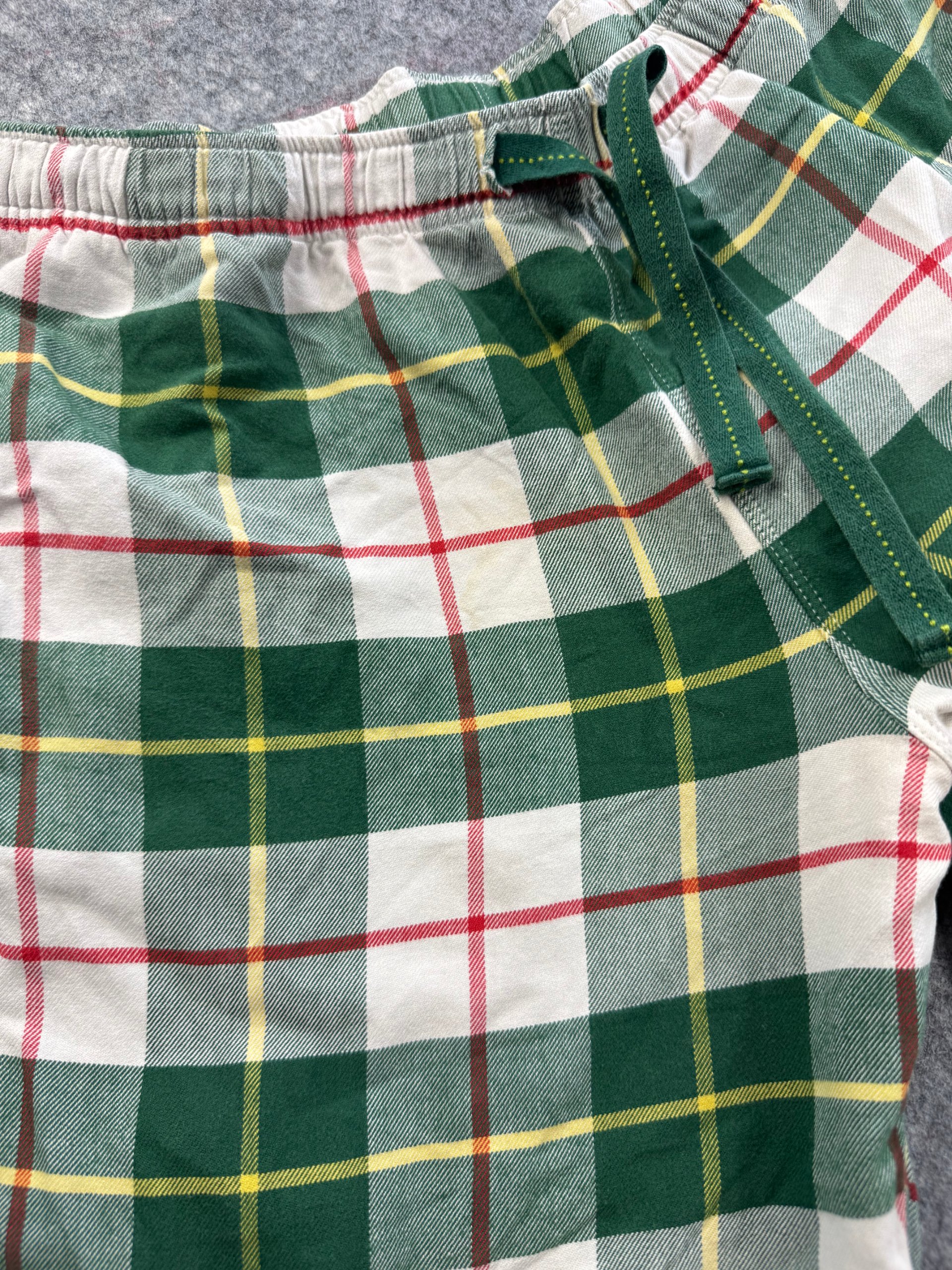 Green & White Tartan Flannel Lounge Pants Drawstring Waist Large (see measurements) image 5