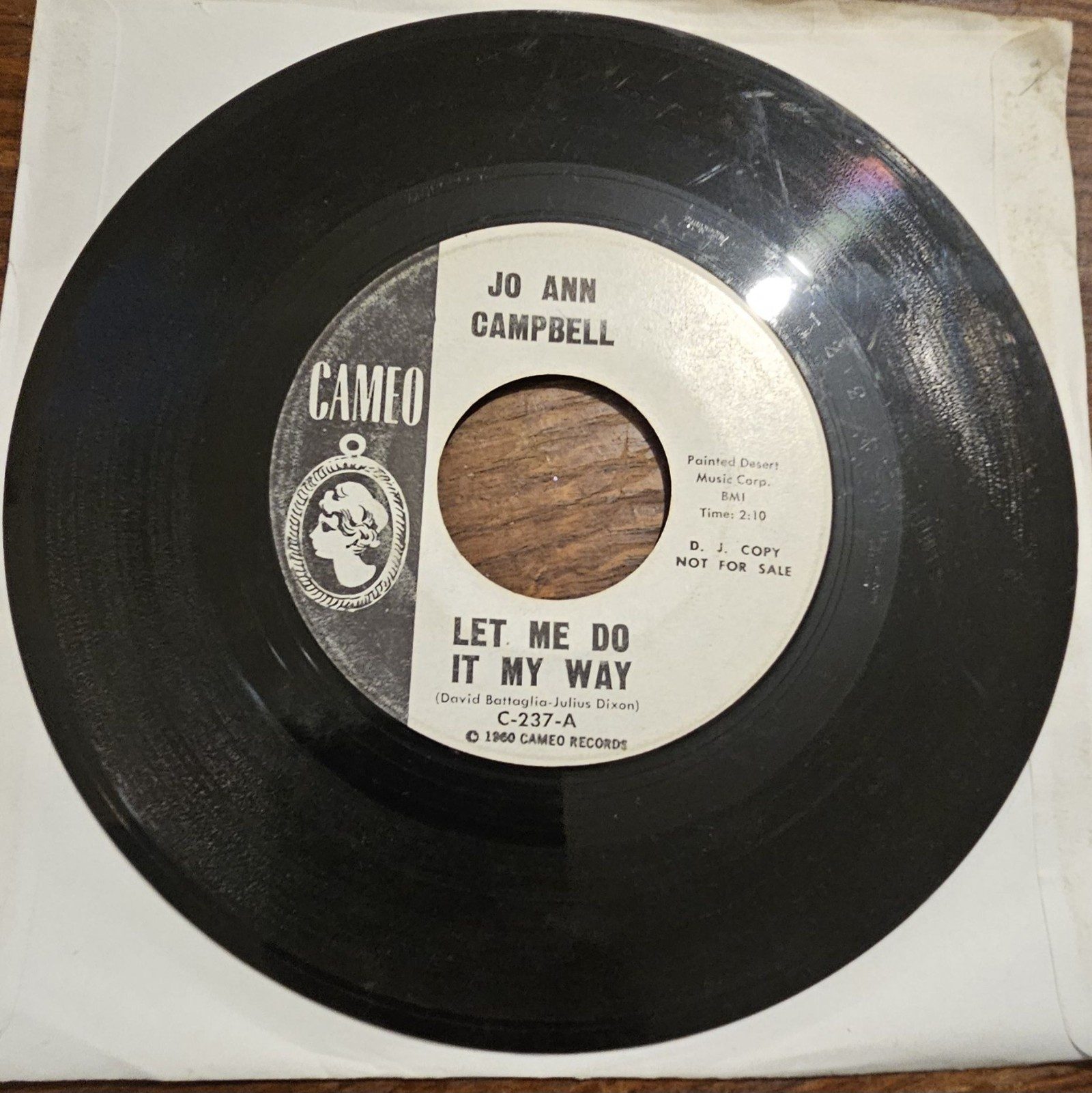 Jo Ann Campbell Let Me Do It My Way Cameo C-237 7" Vinyl PROMO