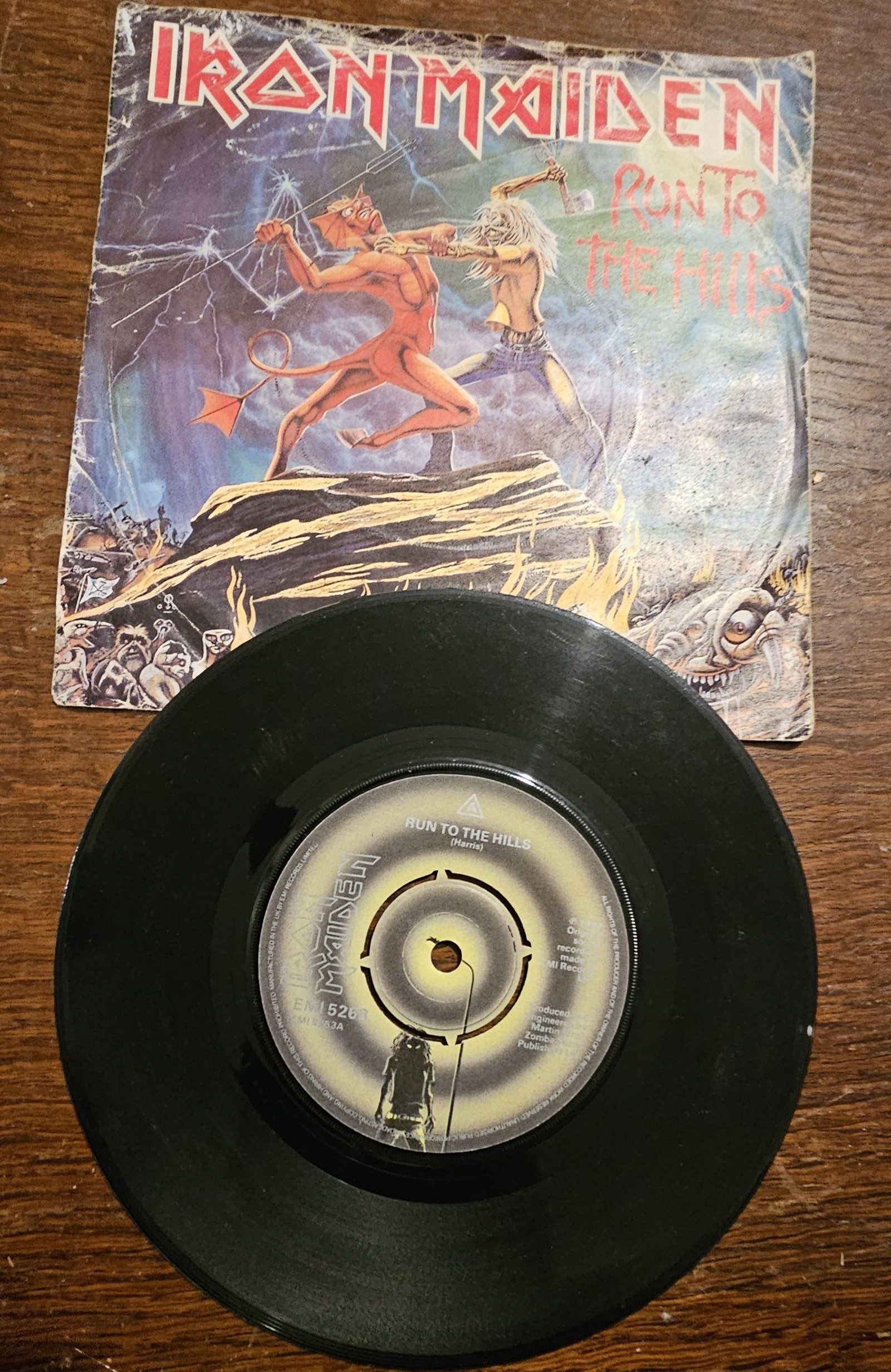 Iron Maiden Run to the Hills EMI 5263 7" Vinyl Single Total Eclipse