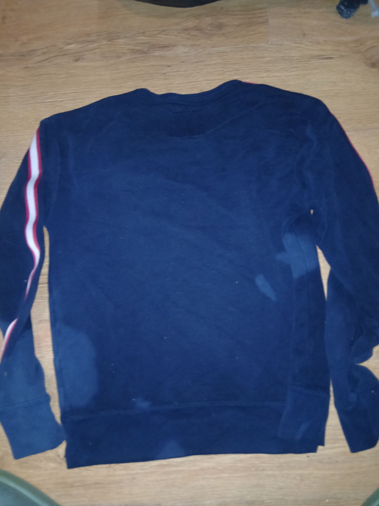 Hollister Navy & Red Stripe Crew Neck Sweatshirt Small image 3