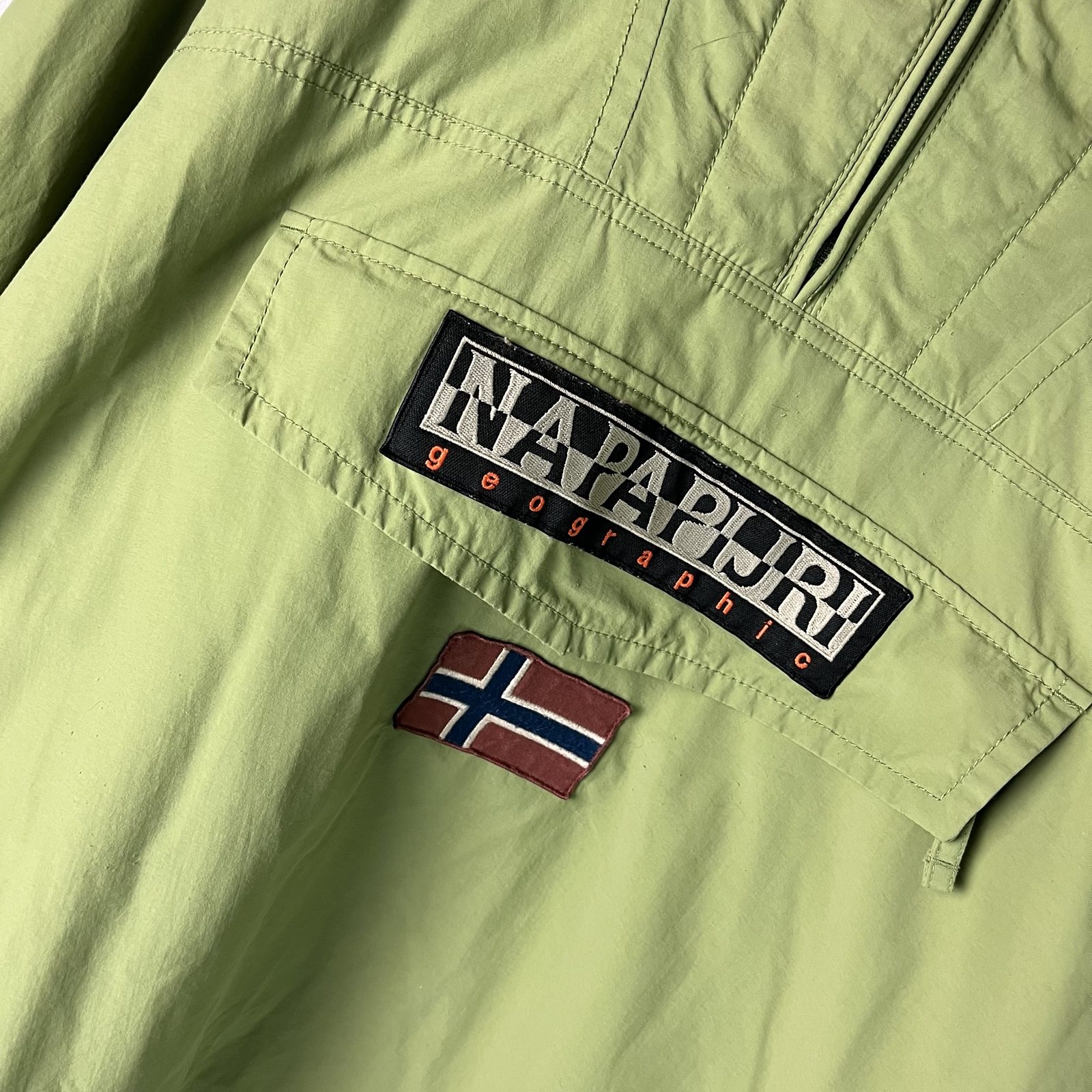 Napapijri Green Hooded Anorak Jacket Fleece lined Rainforest image 2