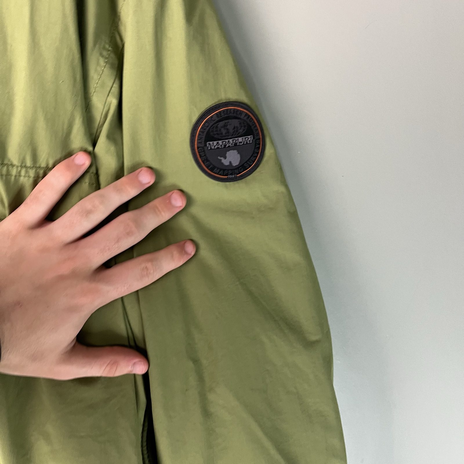 Napapijri Green Hooded Anorak Jacket Fleece lined Rainforest image 6