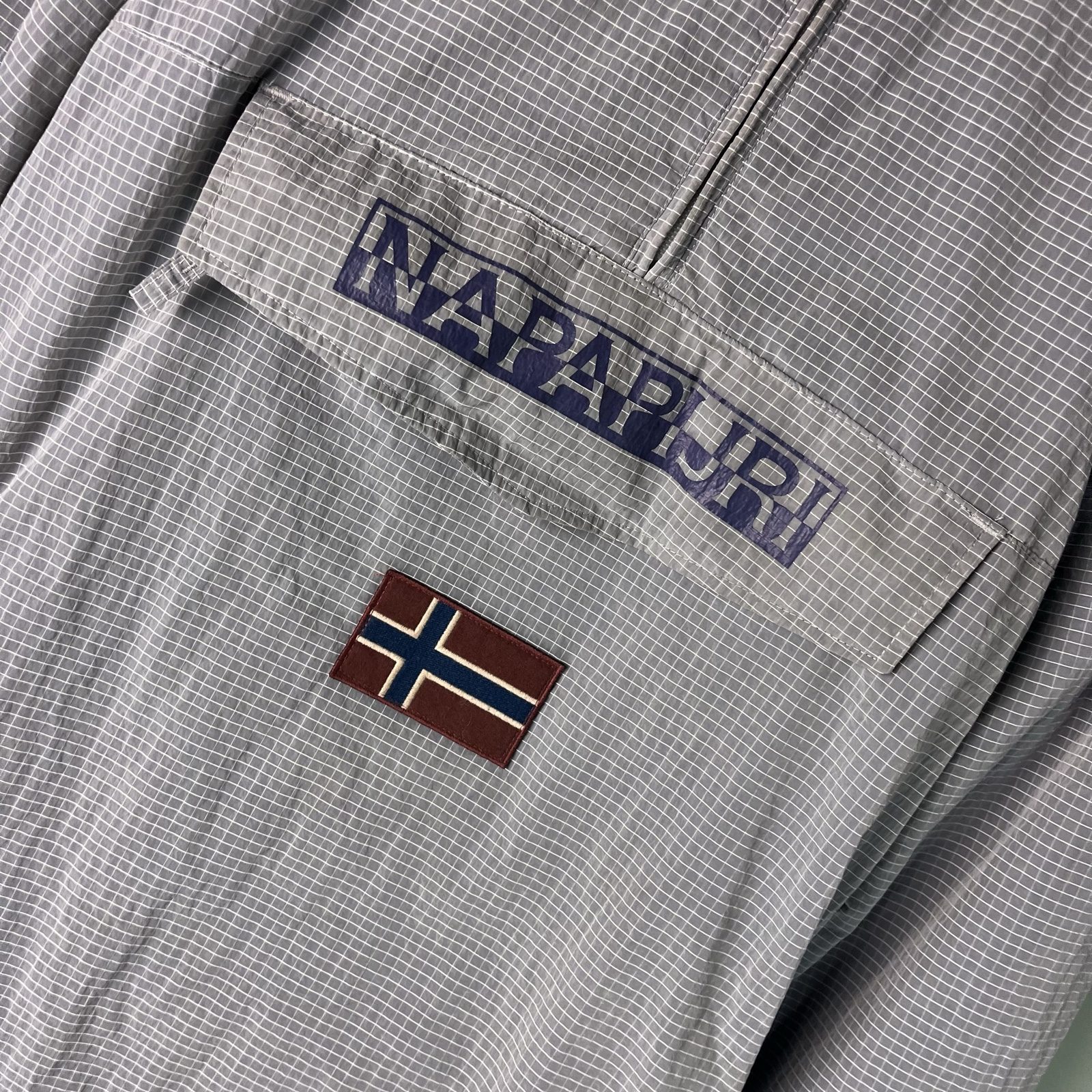 Napapijri Mesh lined Grey Checkered Windbreaker Jacket Hooded image 2