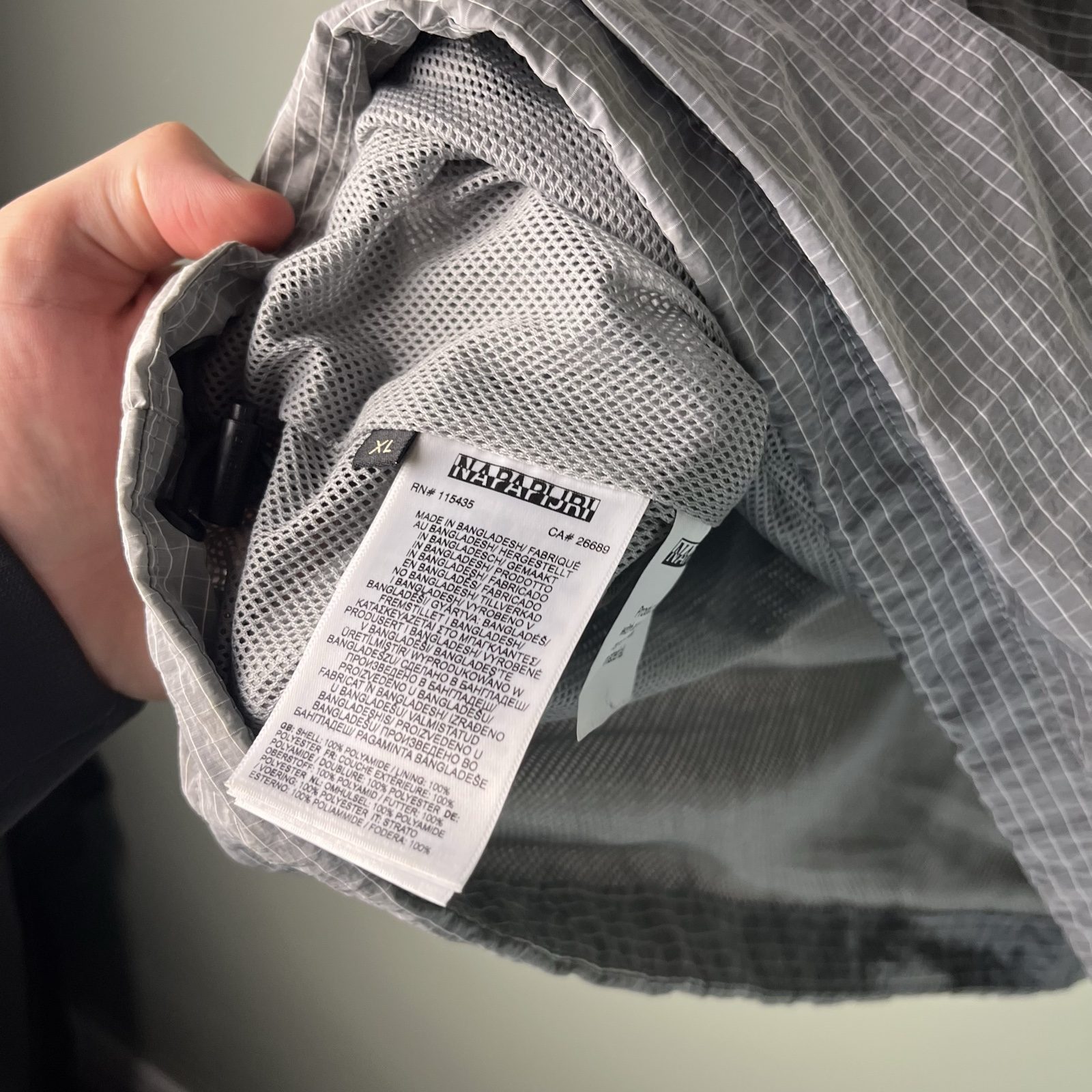 Napapijri Mesh lined Grey Checkered Windbreaker Jacket Hooded image 7