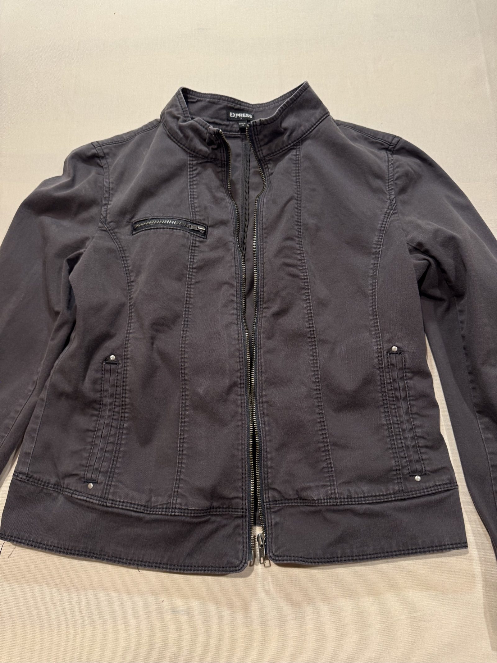 Express Women's Charcoal Grey Cotton Blend Jacket Medium