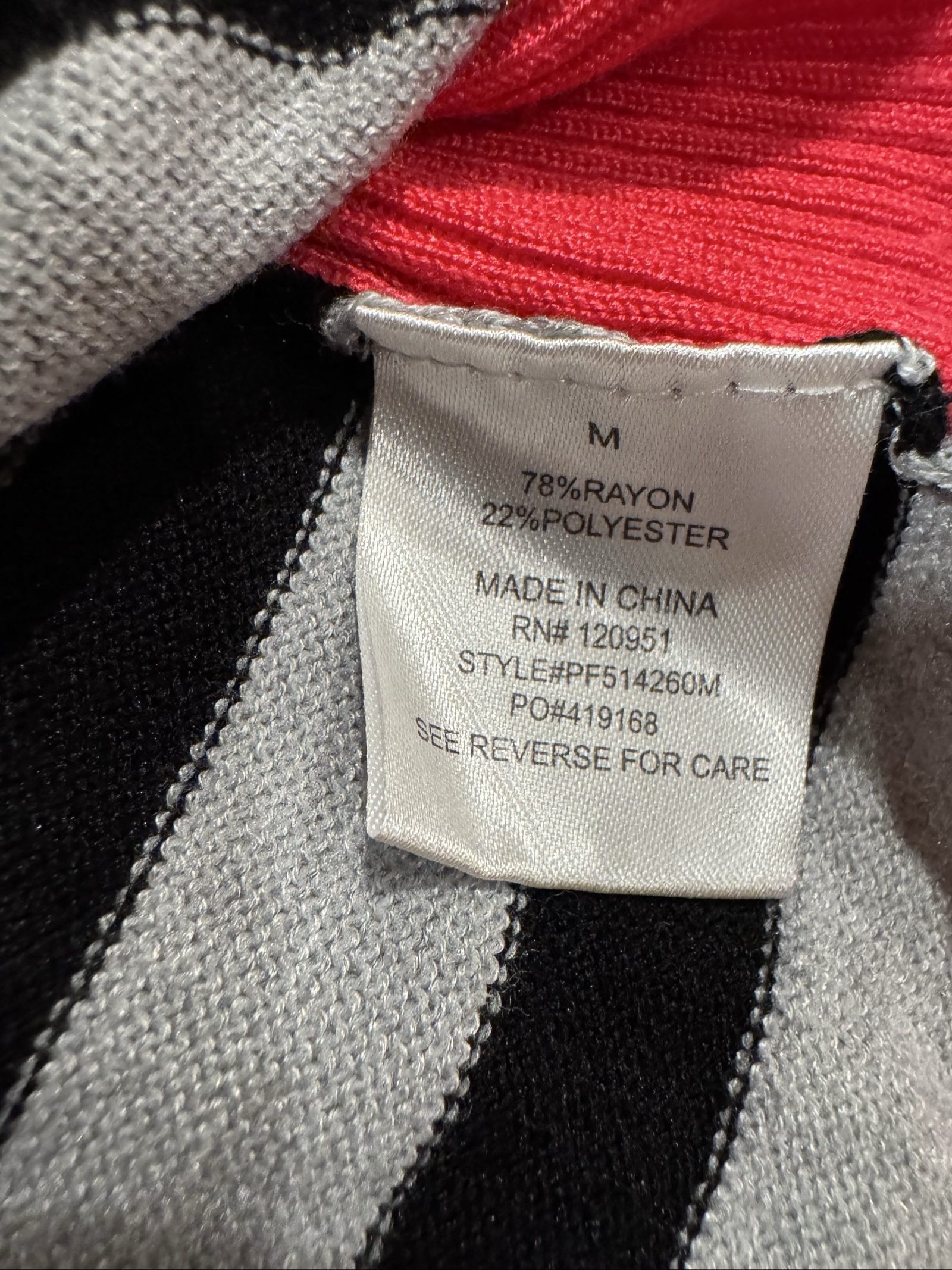 Women’s NWT Pink Rose Striped Sweater - Black/Gray/Pink - Medium image 3