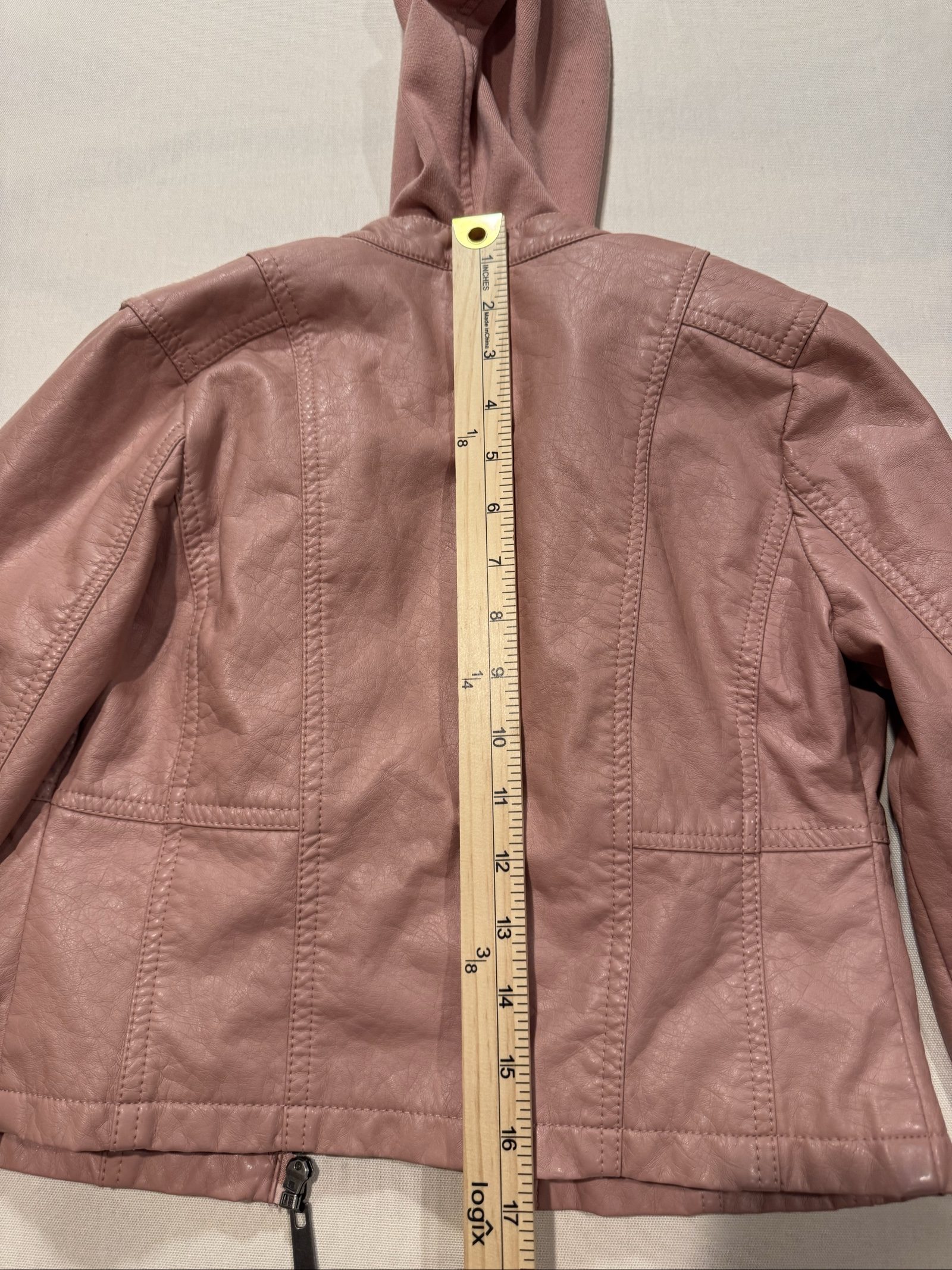 Joe Cool Pink Faux Leather Hooded Jacket Medium image 2