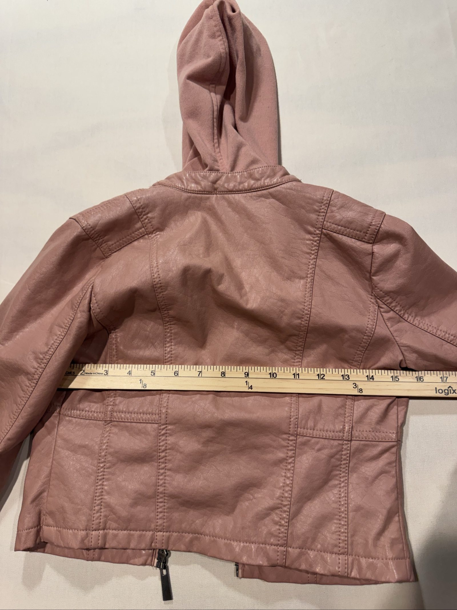 Joe Cool Pink Faux Leather Hooded Jacket Medium image 3