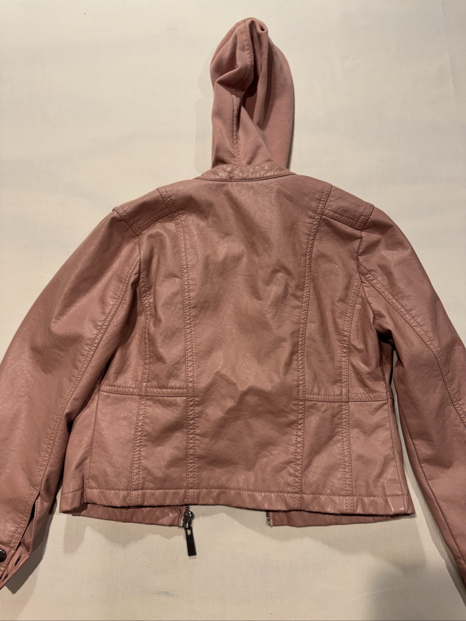 Joe Cool Pink Faux Leather Hooded Jacket Medium image 9