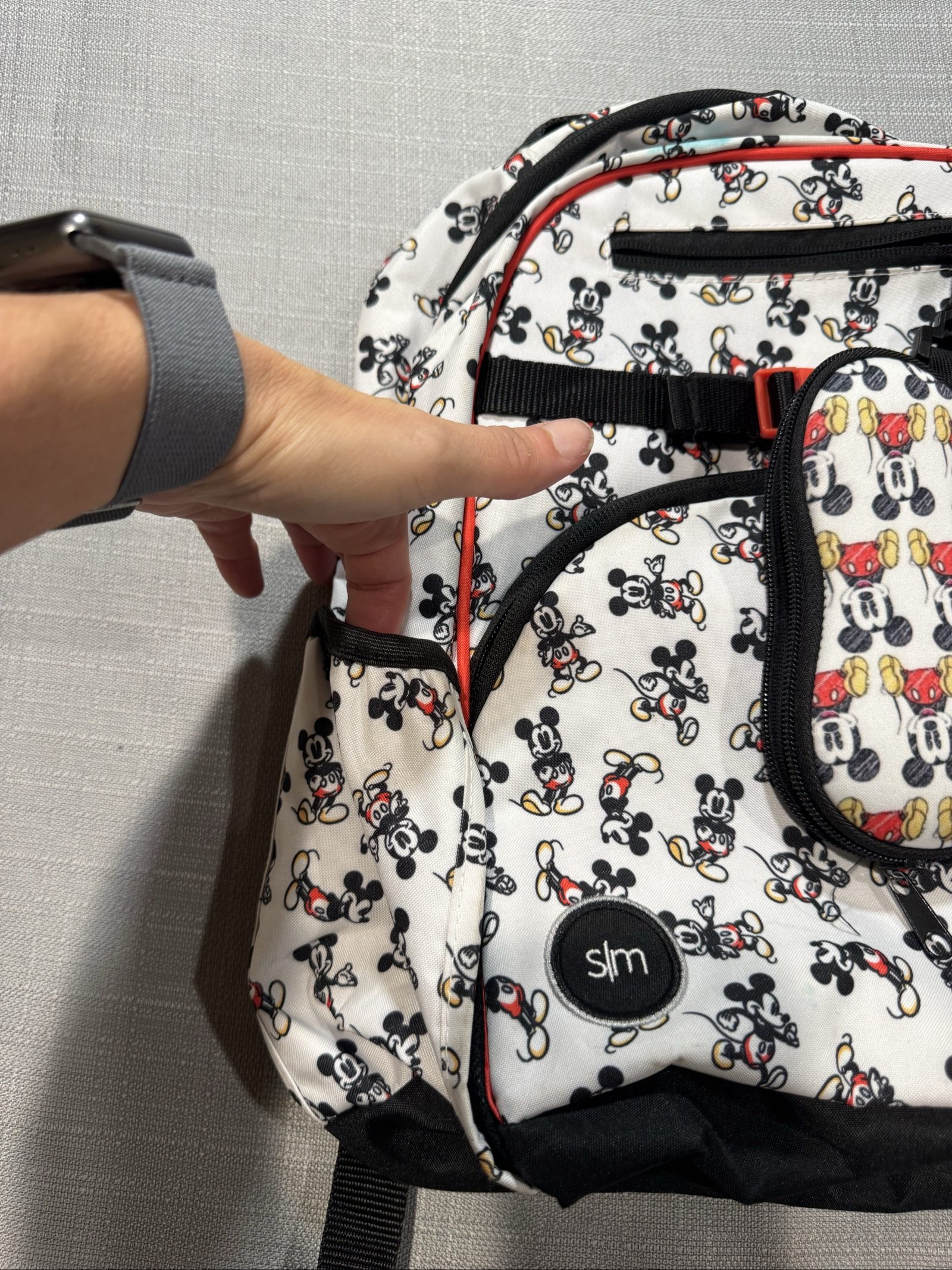 Disney White & Black Mickey Mouse Kids Backpack image 2
