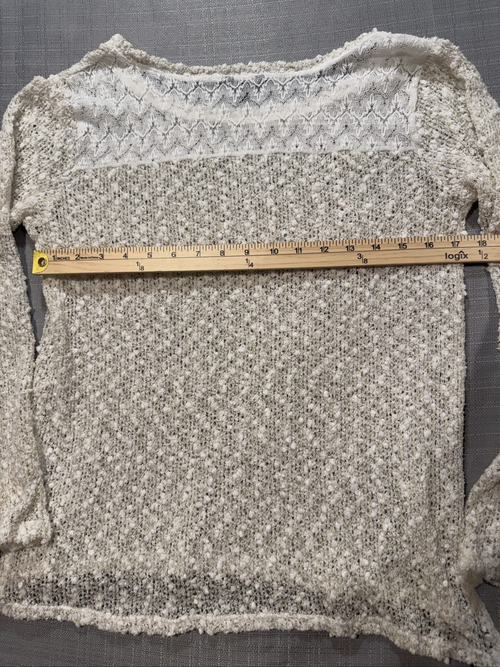 Women’s Aeropostale Open Knit Metallic Sweater - Cream/Gold - Medium image 6