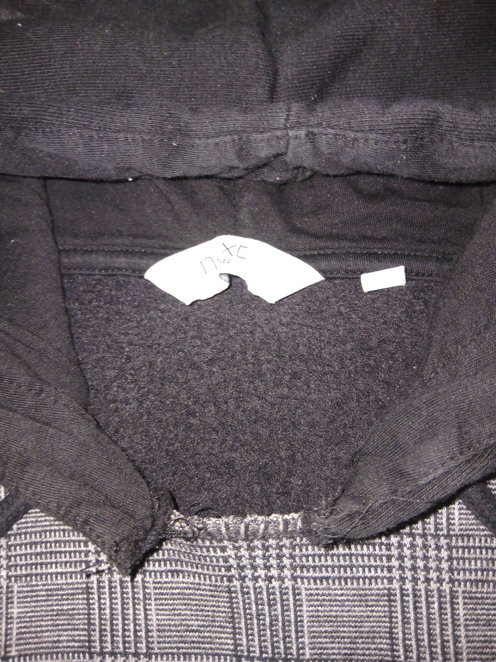Next Men's Black & Grey Checked Hoodie XL Cotton Polyester image 2