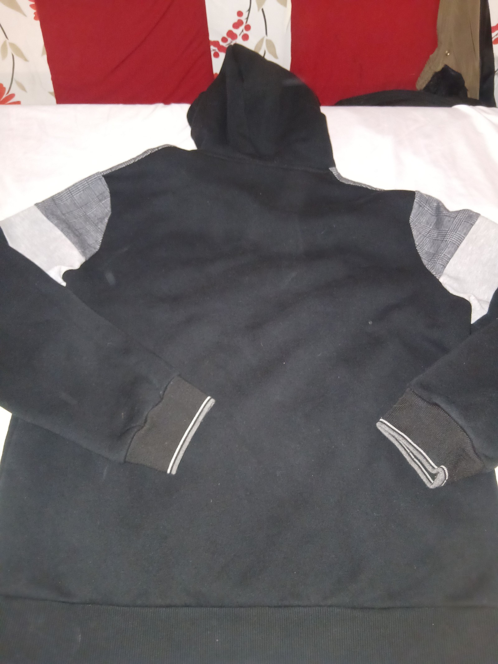 Next Men's Black & Grey Checked Hoodie XL Cotton Polyester image 4