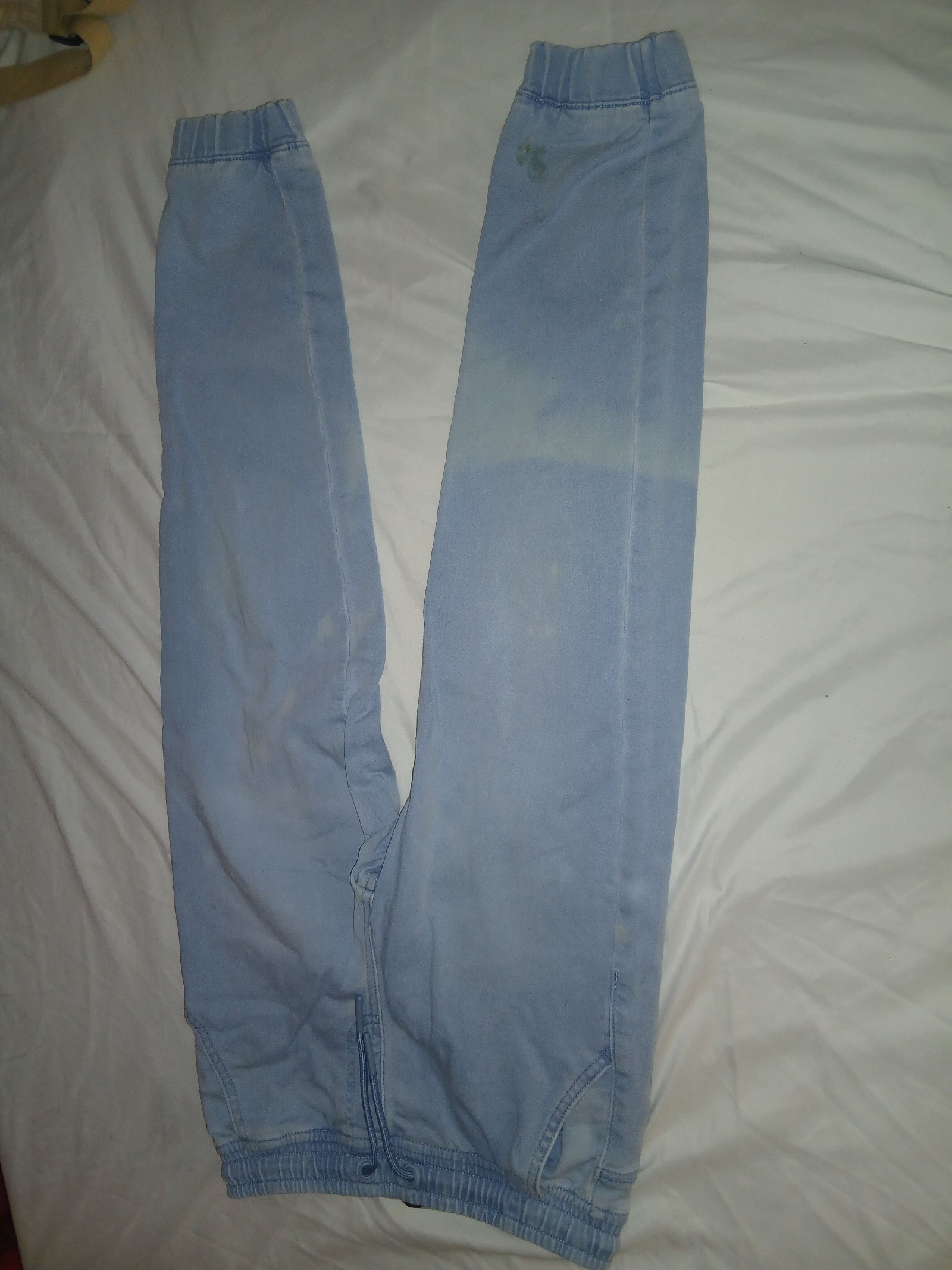 Light Blue Kids Elasticated Waist Trousers Small with Light Stains