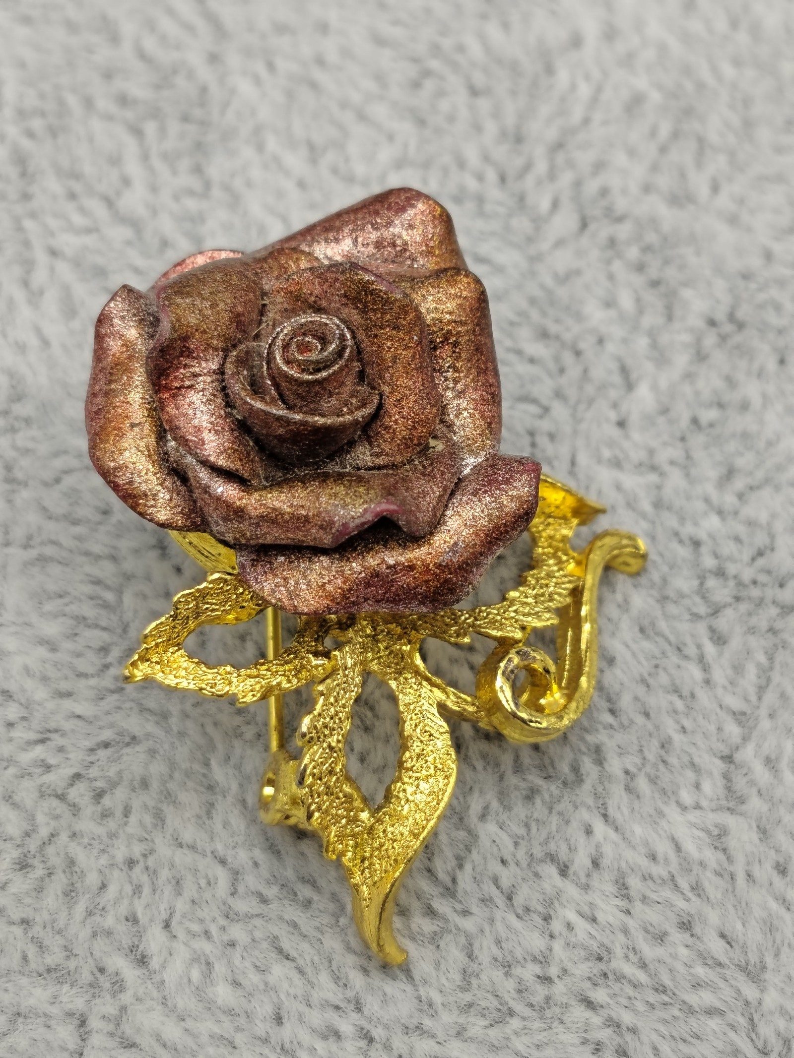 Rose Gold & Gold Flower Brooch Pin 2 in Decorative Gift Box image 4