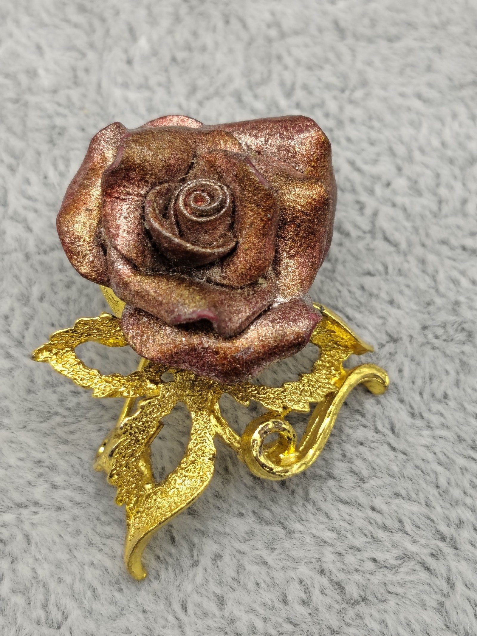 Rose Gold & Gold Flower Brooch Pin 2 in Decorative Gift Box image 6