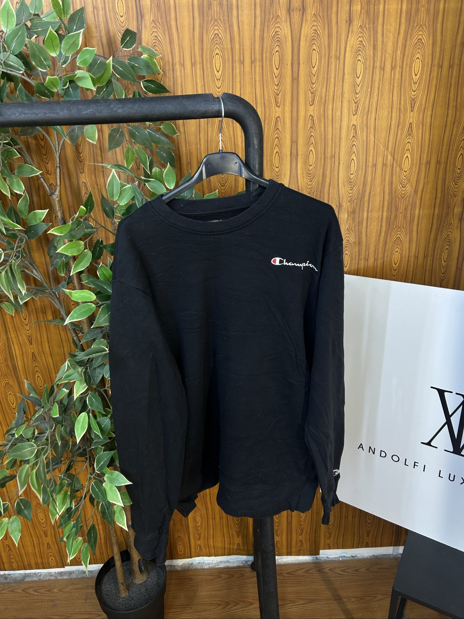 Champion Black Embroidered Logo Sweatshirt Small