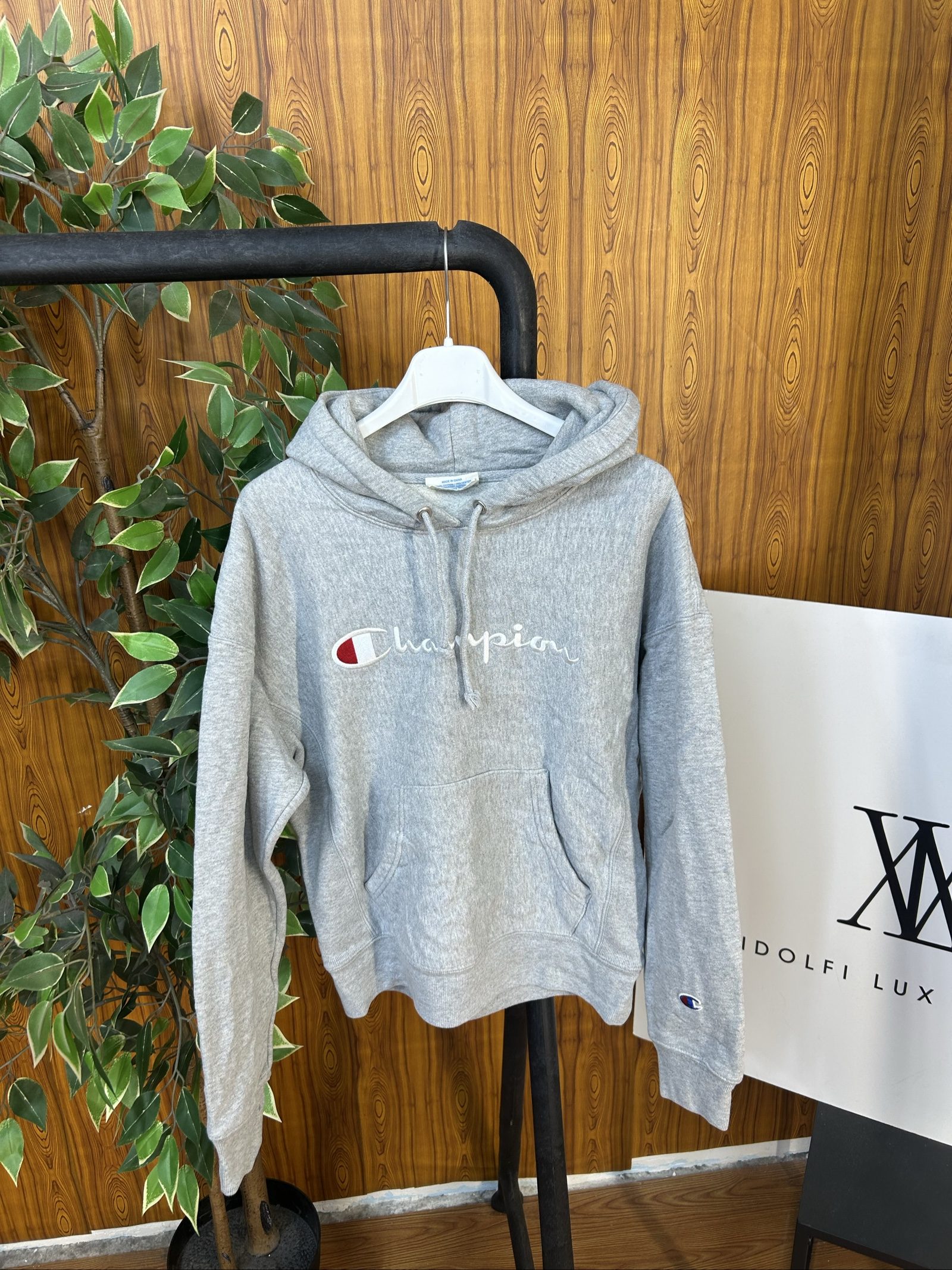 Champion Women's Grey Hoodie Small Reverse Weave