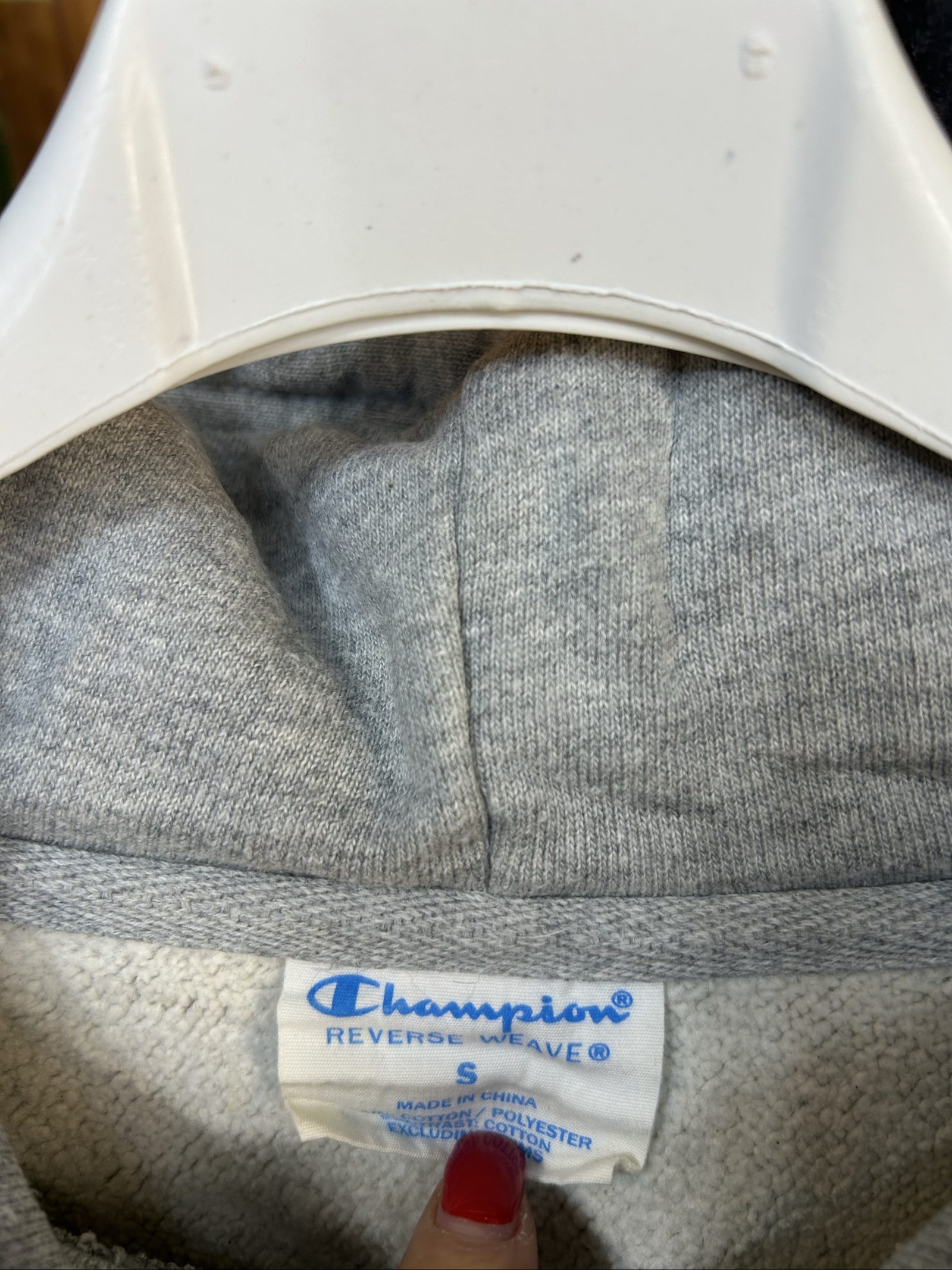 Champion Women's Grey Hoodie Small Reverse Weave image 2