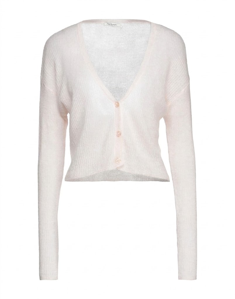 New Mes Demoiselles Light Pink Mohair Blend Knit Cardigan Size L