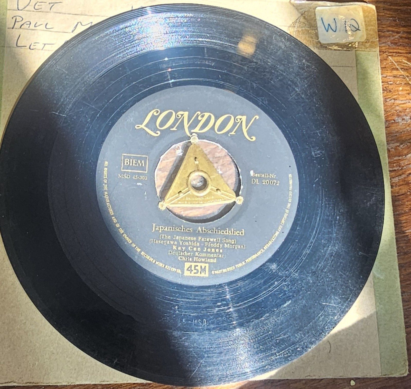 KAY CEE JONES Japanese Farewell Song GOLD LONDON DL 20072 GERMANY 1957