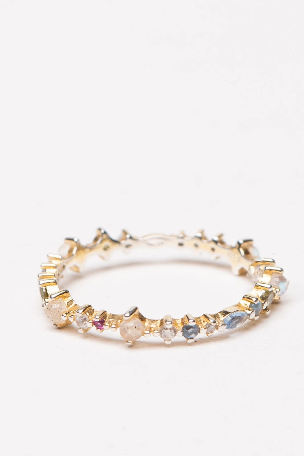 New P D PAOLA Five Gold Multicoloured Gemstone Ring Size 14 / UK N 1/2 image 6