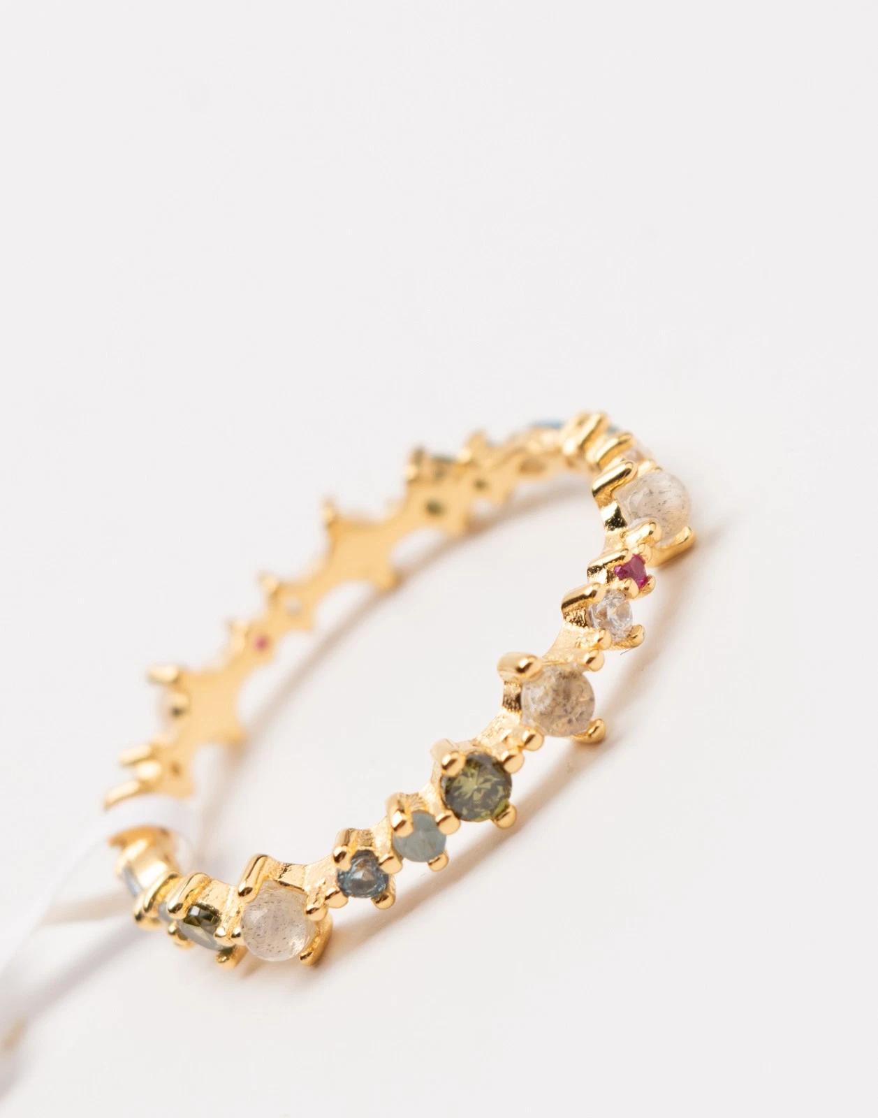 New P D PAOLA Five Gold Multicoloured Gemstone Ring Size 14 / UK N 1/2 image 4