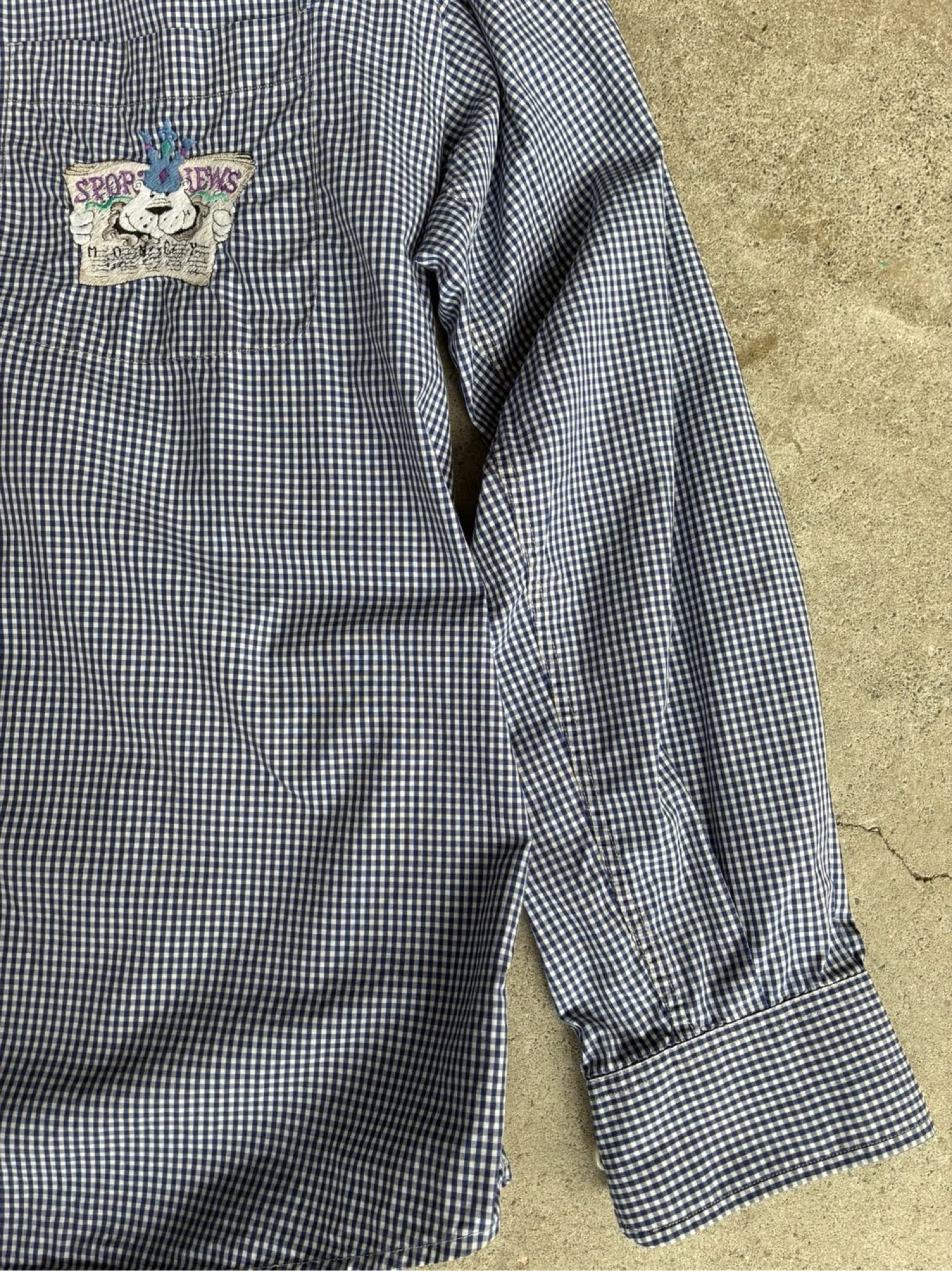 Iceberg Dark Blue & White Checkered Embroidered Pocket Shirt Large image 3