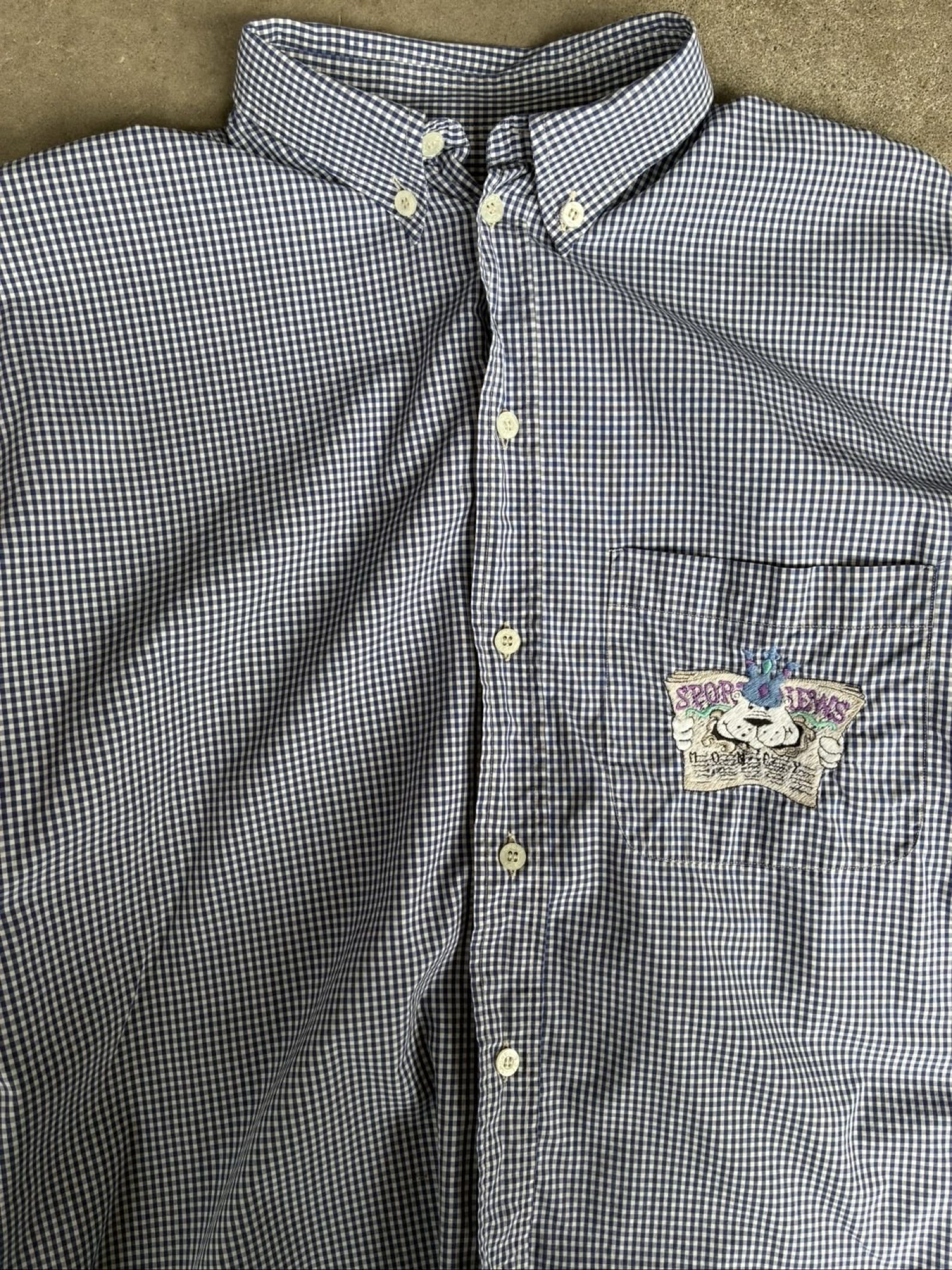 Iceberg Dark Blue & White Checkered Embroidered Pocket Shirt Large image 4