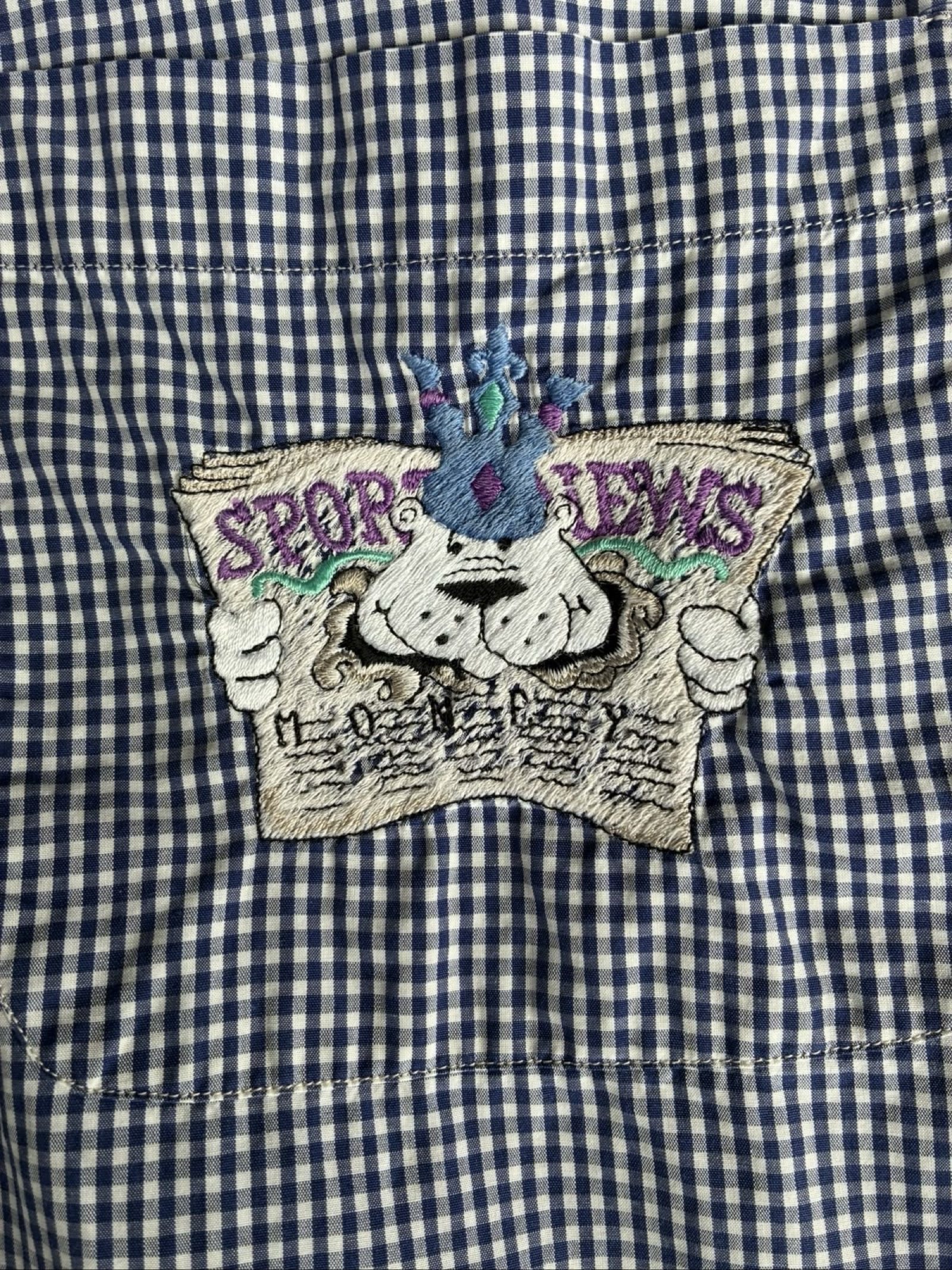 Iceberg Dark Blue & White Checkered Embroidered Pocket Shirt Large image 7