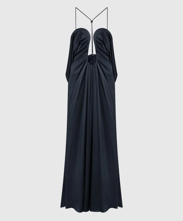 New Victoria Beckham Draped Deep V-Neck Halter Maxi Dress Size M