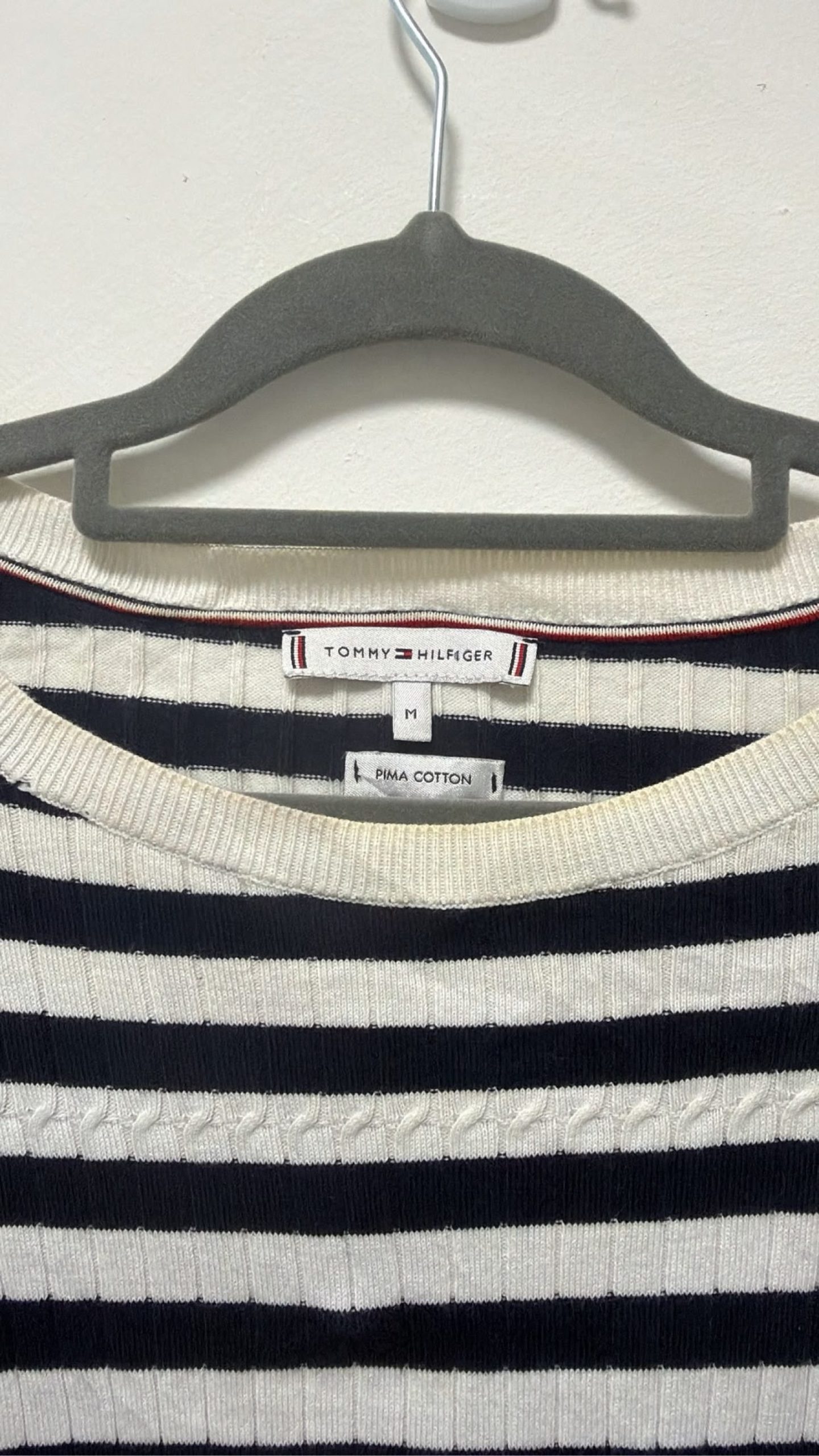 Tommy Hilfiger Women's Navy & White Striped Pima Cotton Sweater Medium image 2