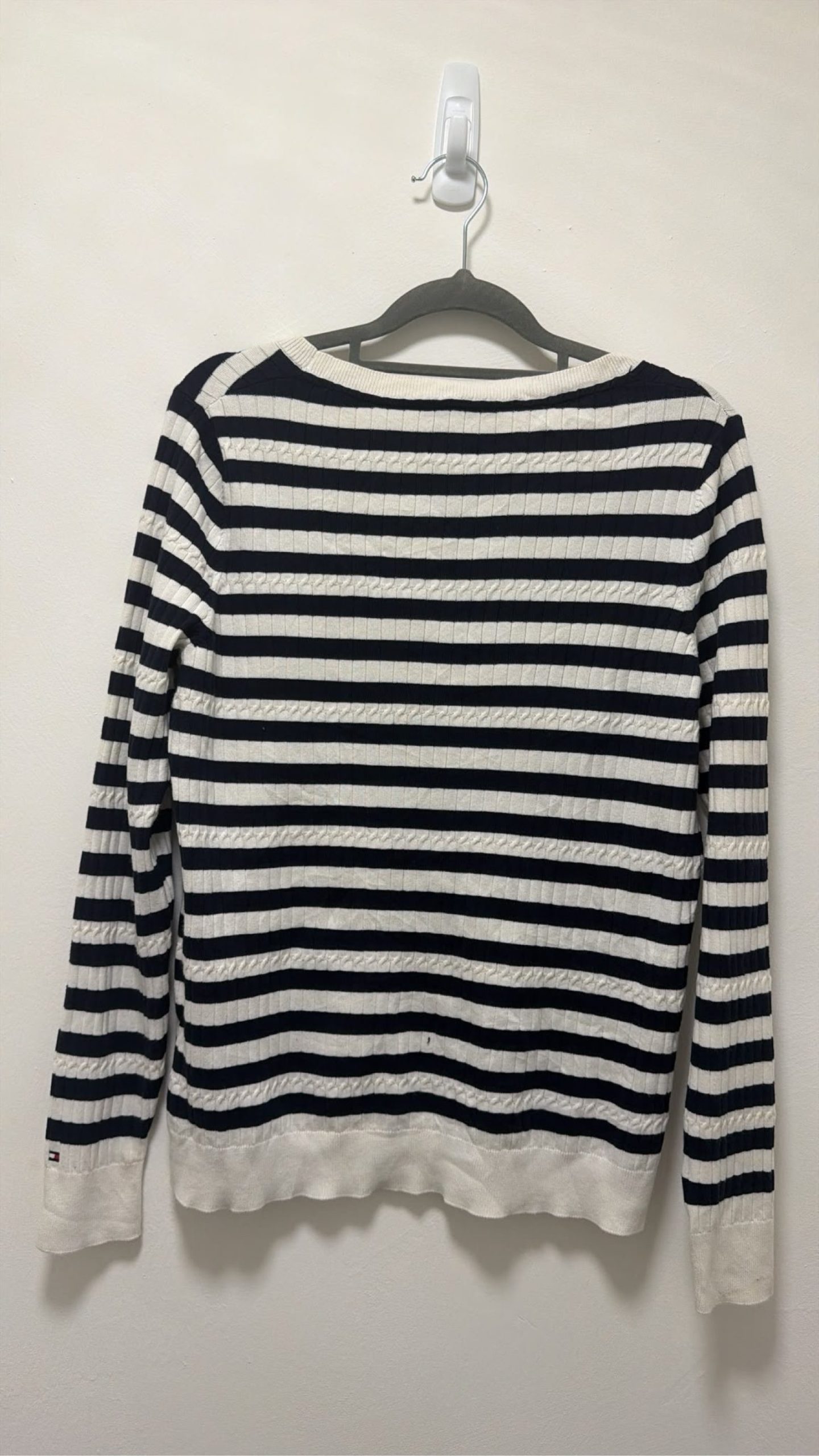 Tommy Hilfiger Women's Navy & White Striped Pima Cotton Sweater Medium image 3