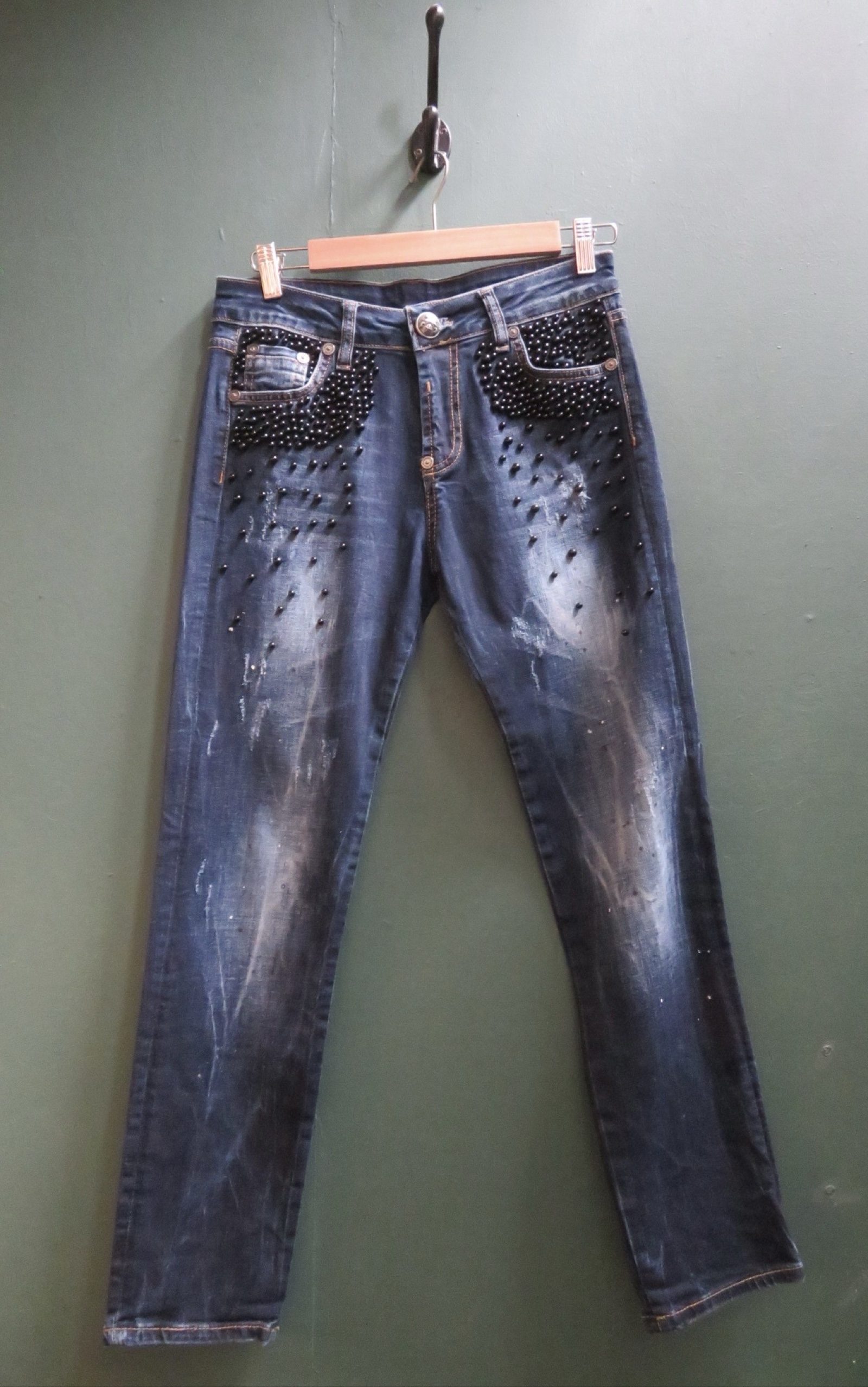 Unbranded Blue Studded Denim Jeans Medium image 3
