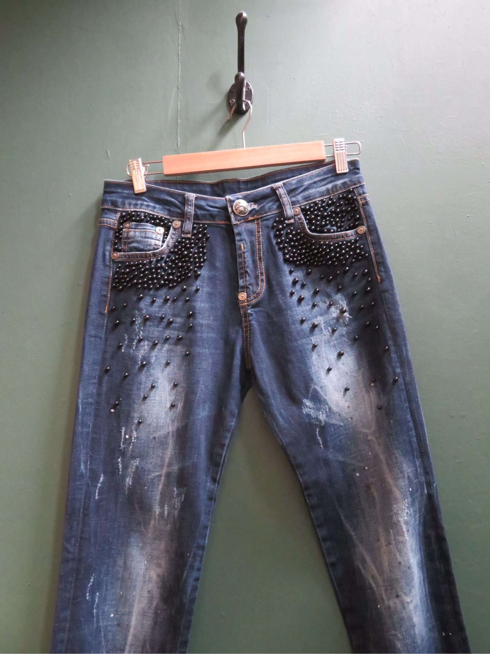 Unbranded Blue Studded Denim Jeans Medium