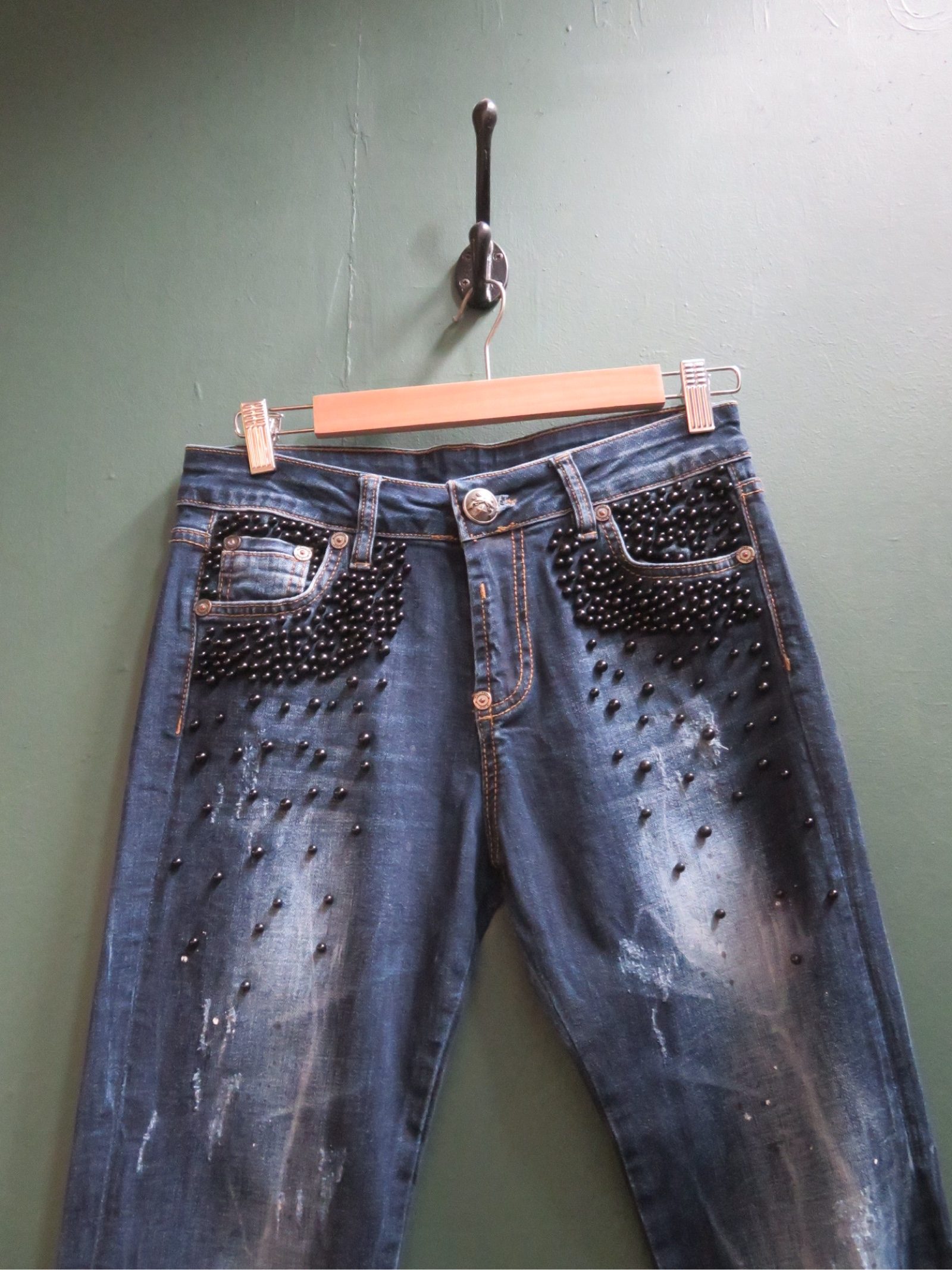 Unbranded Blue Studded Denim Jeans Medium image 2