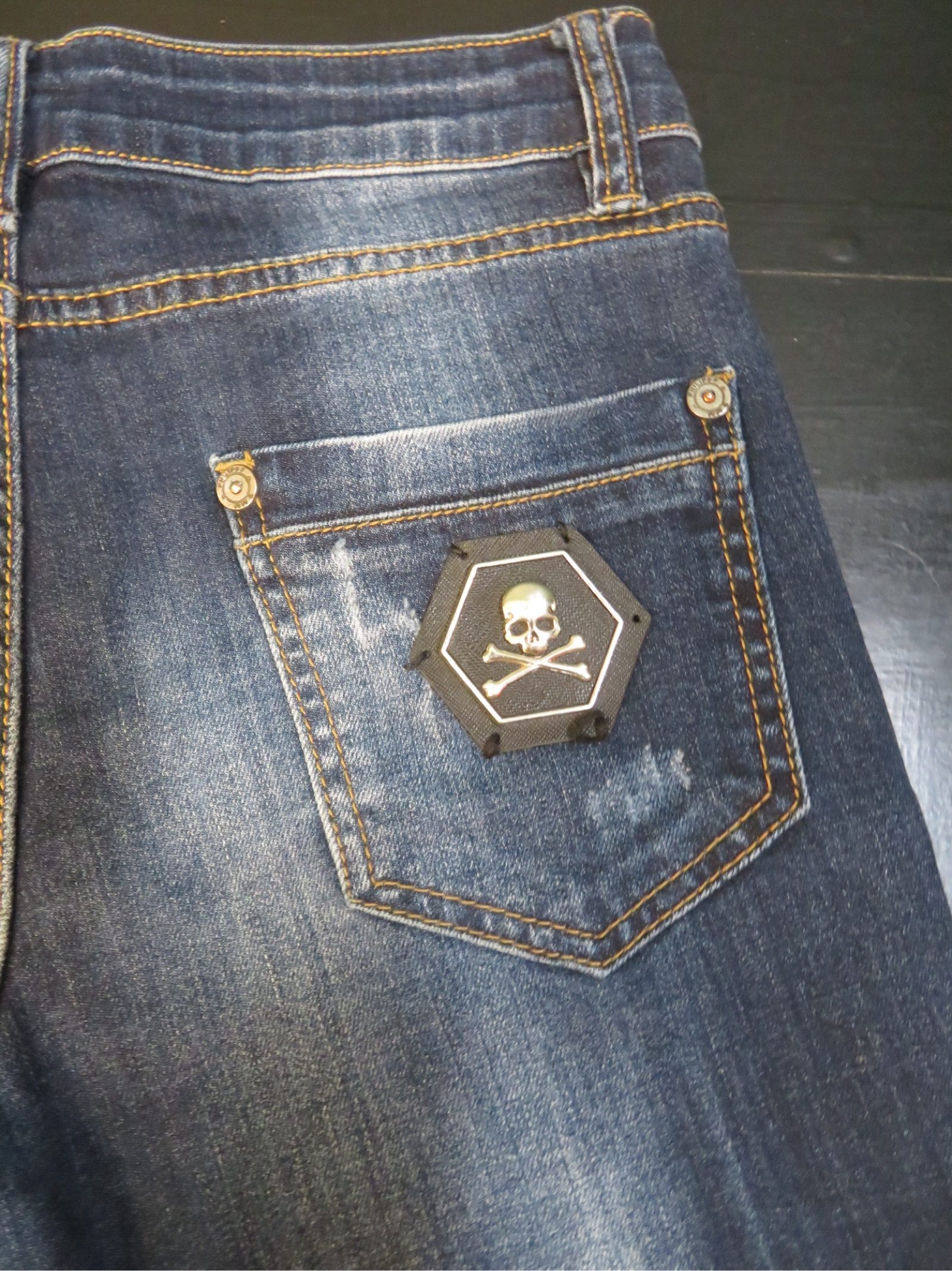 Unbranded Blue Studded Denim Jeans Medium image 6