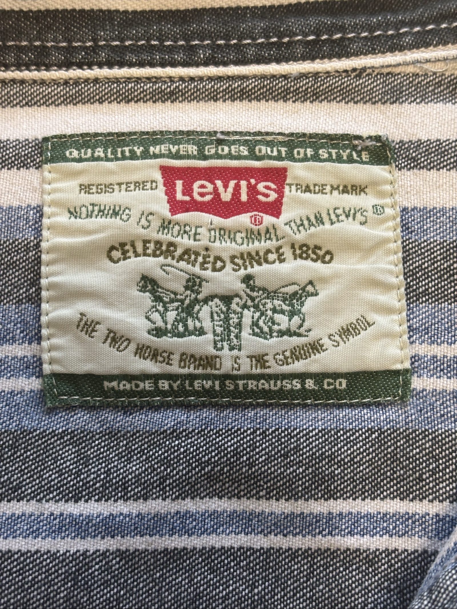 Levi’s vintage 90’s silver label Men's Black, Blue & White Striped Cotton Casual Shirt Large image 4