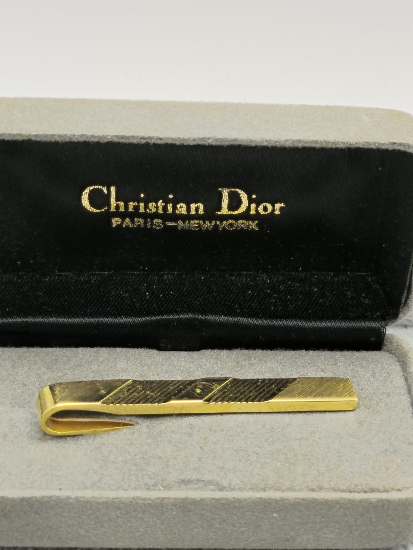 Christian Dior Gold Tone Tie Clip With Box image 2