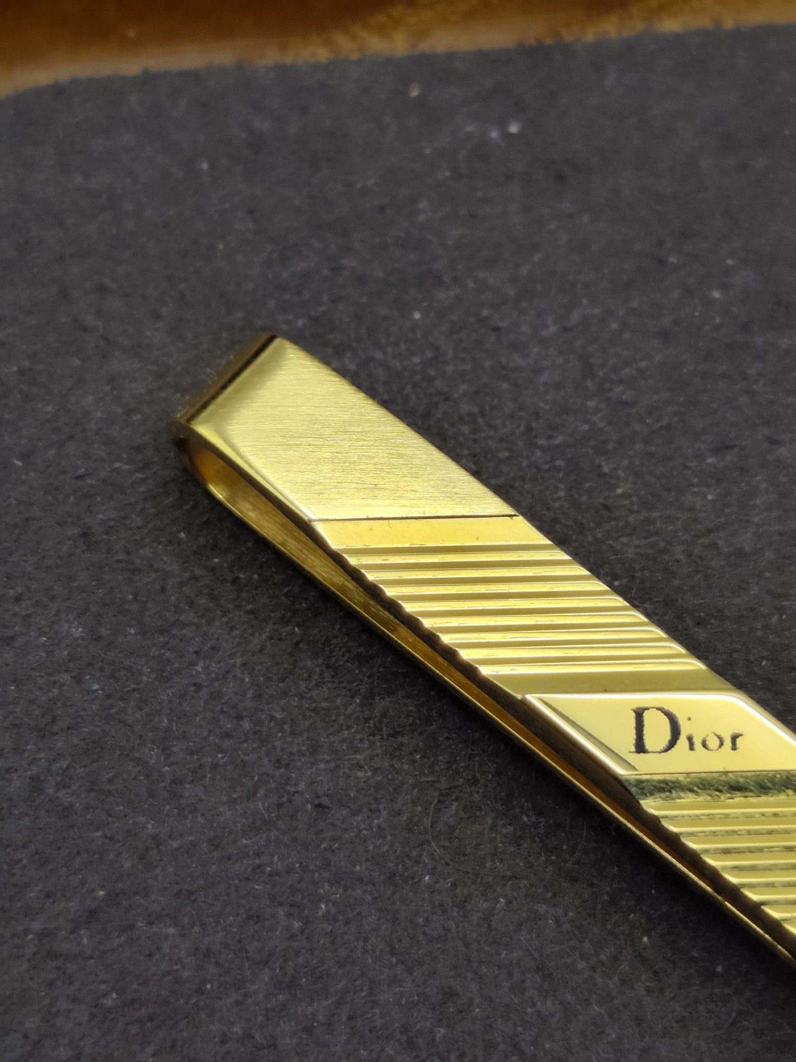 Christian Dior Gold Tone Tie Clip With Box image 7
