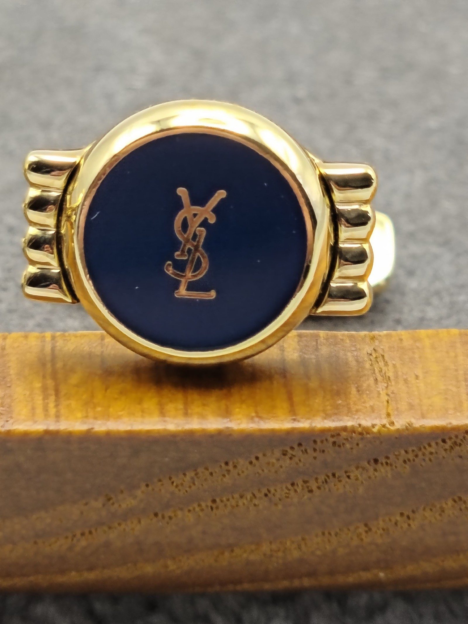 Yves Saint Laurent Gold & Navy Cufflinks with Box image 5