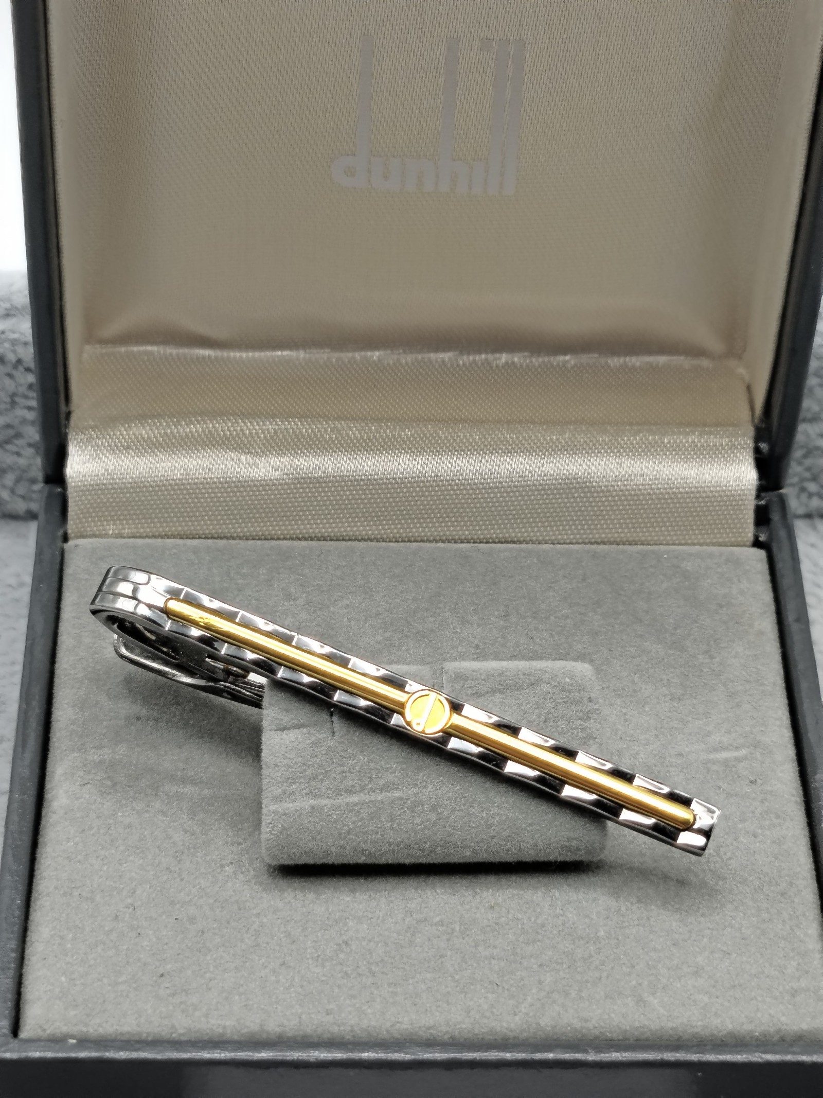 Dunhill Silver & Gold Tone Tie Clip with Logo image 2