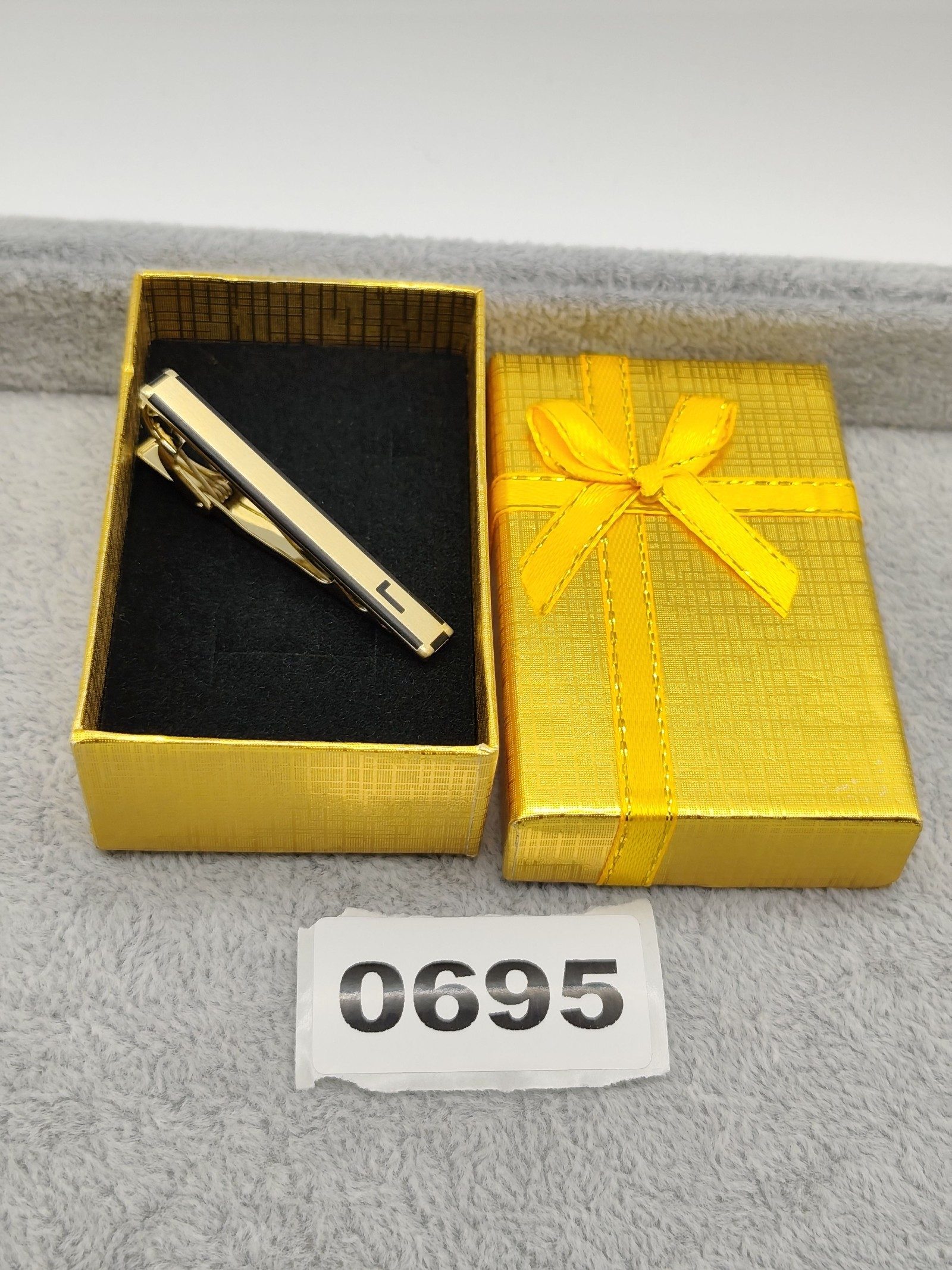 Lancel Gold & Black Classic Tie Clip with Gift Box