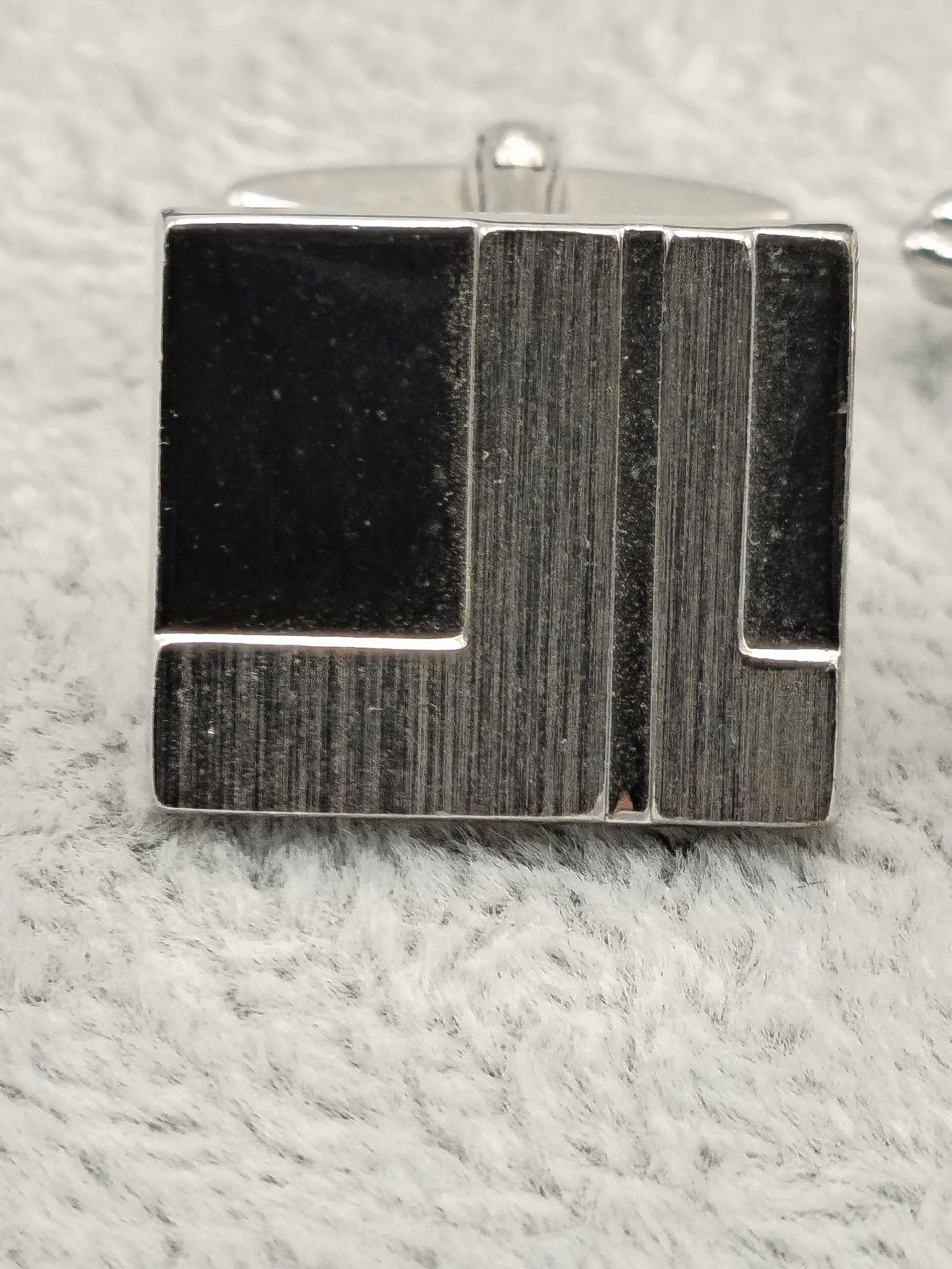 Lanvin Silver Tone Men's Geometric Cufflinks with Gift Box image 5