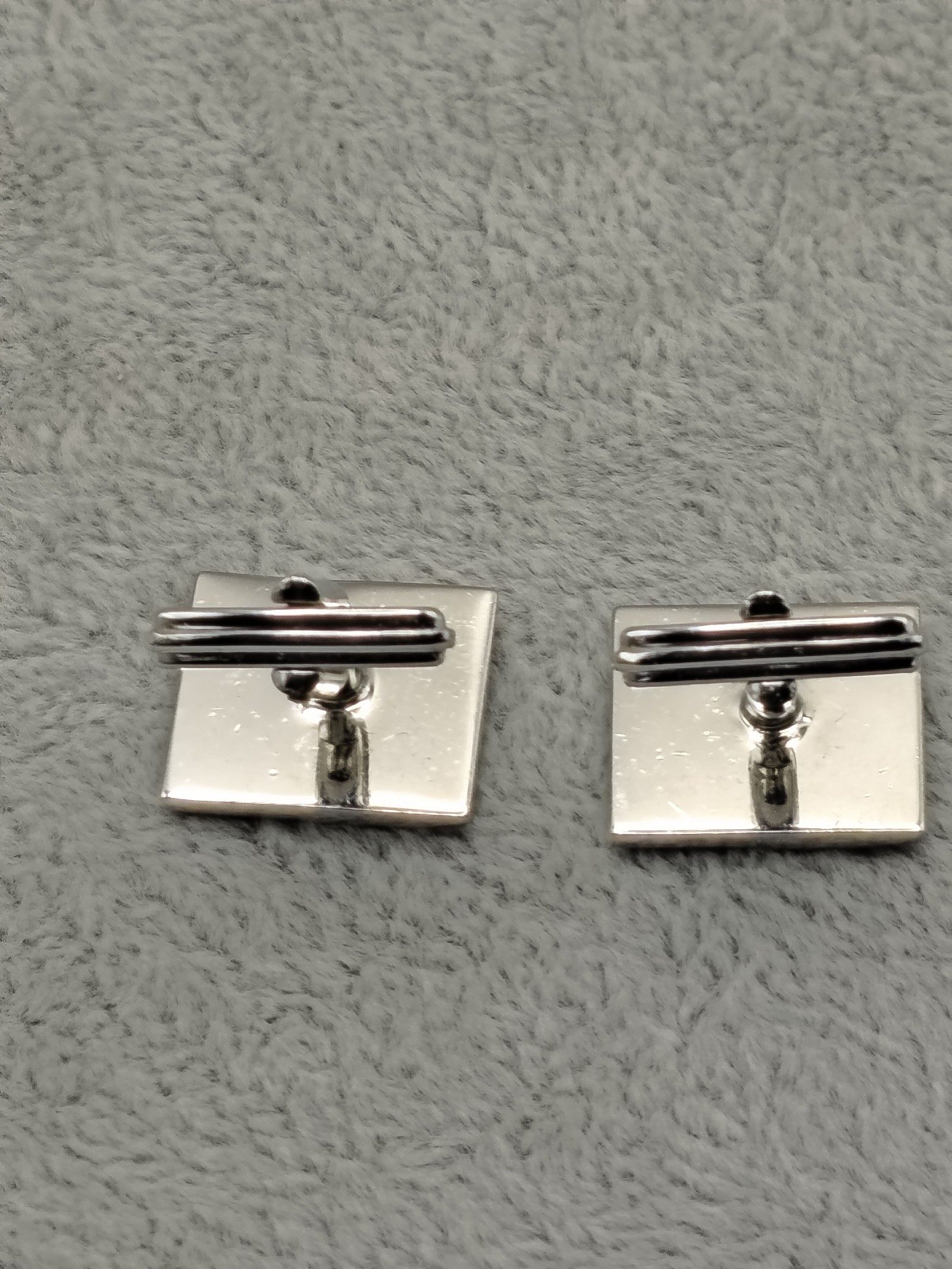Lanvin Silver Tone Men's Geometric Cufflinks with Gift Box image 6