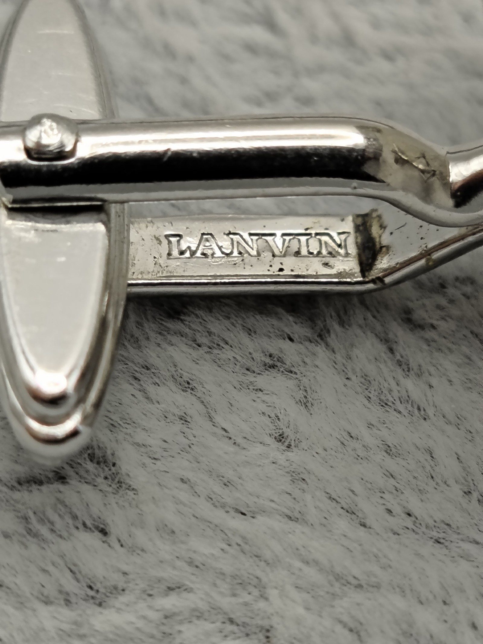 Lanvin Silver Tone Men's Geometric Cufflinks with Gift Box image 9