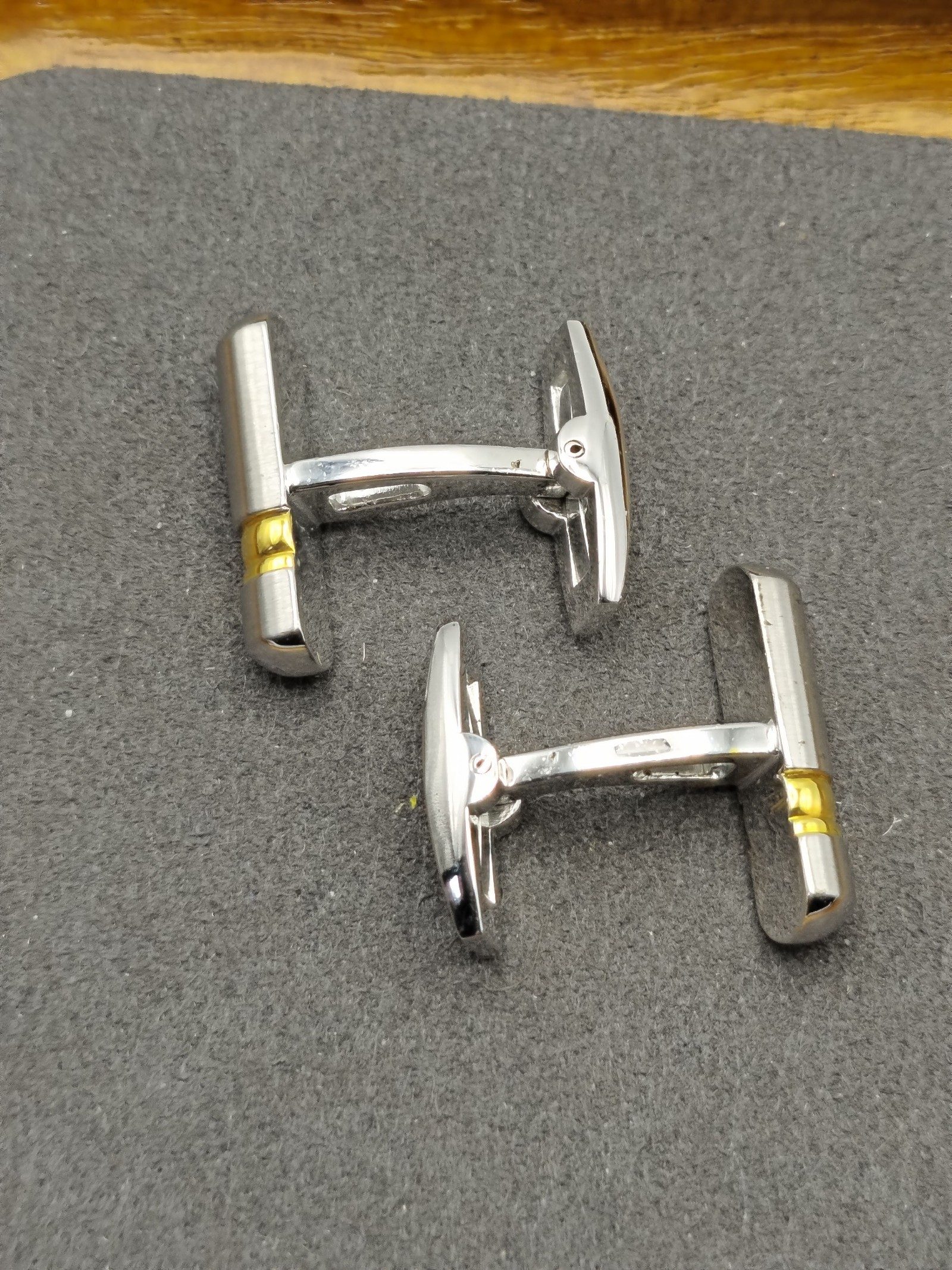 Silver & Gold Tone Capsule Cufflinks Unisex image 3