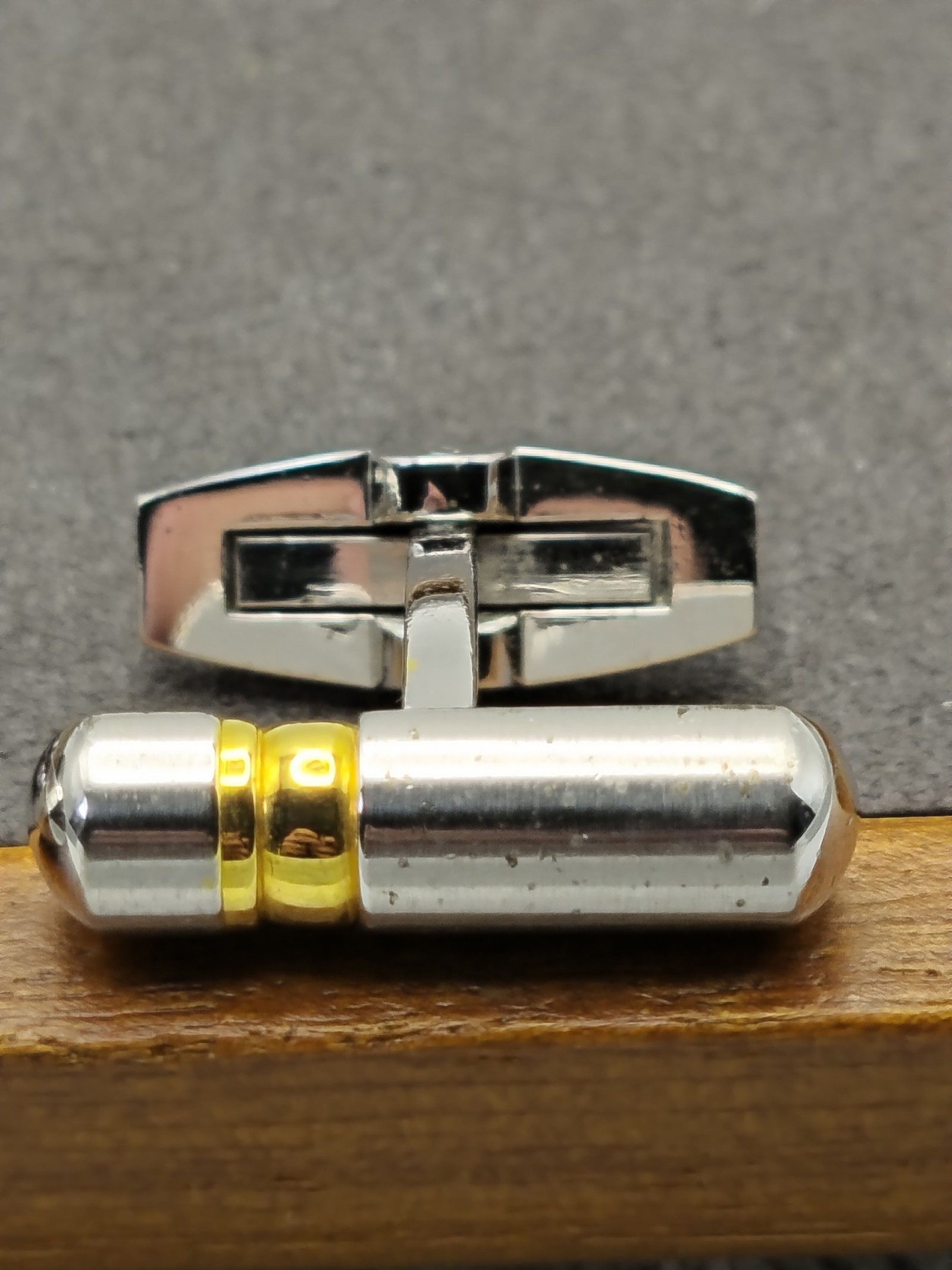 Silver & Gold Tone Capsule Cufflinks Unisex image 5