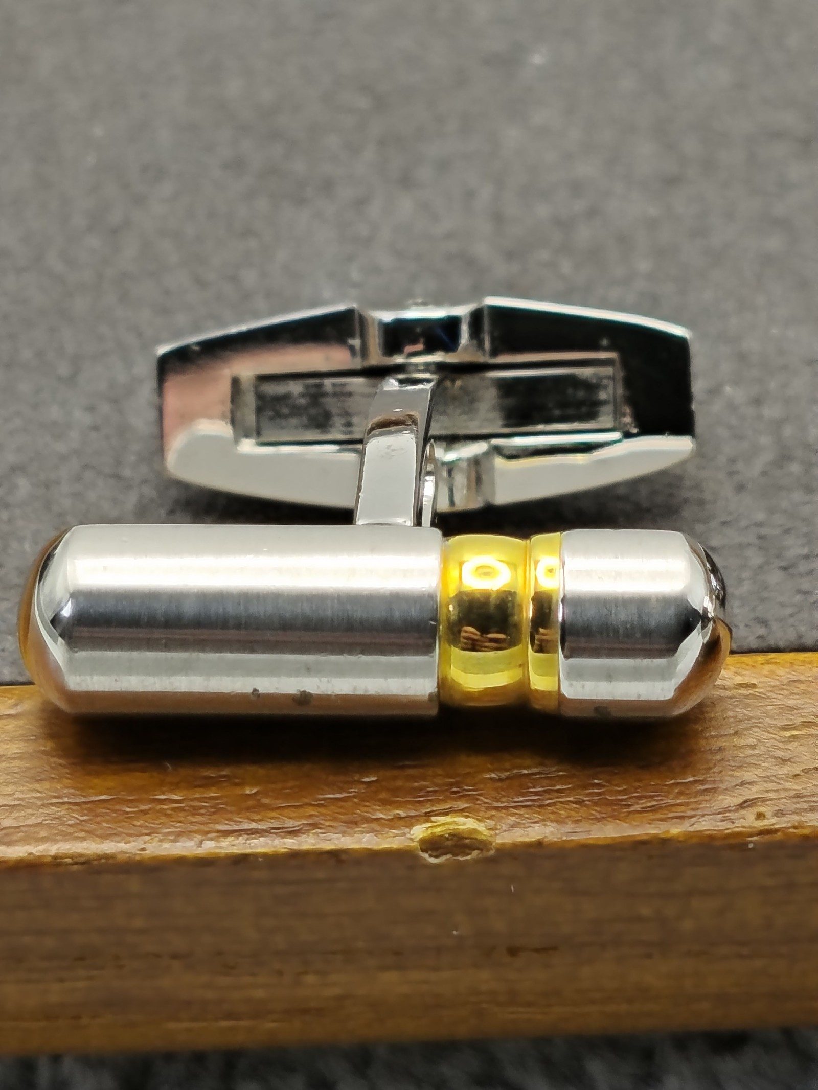 Silver & Gold Tone Capsule Cufflinks Unisex image 6